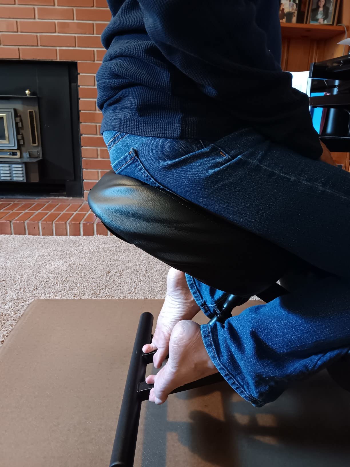 Ergonomic Kneeling Chair, Adjustable Stool for Home and Office - Improve Your Posture with an Angled Seat - Thick Comfortable Moulded Foam Cushions - Brake Casters customer photo 1