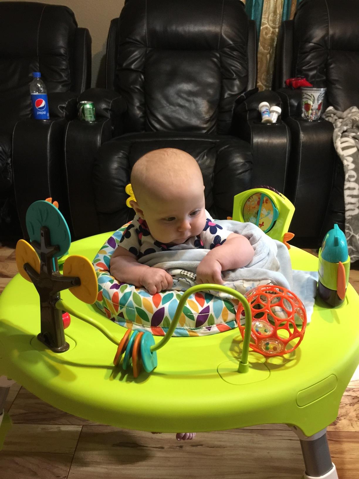 ORIBEL PortaPlay Convertible 3-in-1 Baby Activity Center & Play Table | Patented Bouncy Seat | Stable Foot Support | 5 Months+ | Development Focused Toys (Wonderland Adventure, Grey) customer photo 2