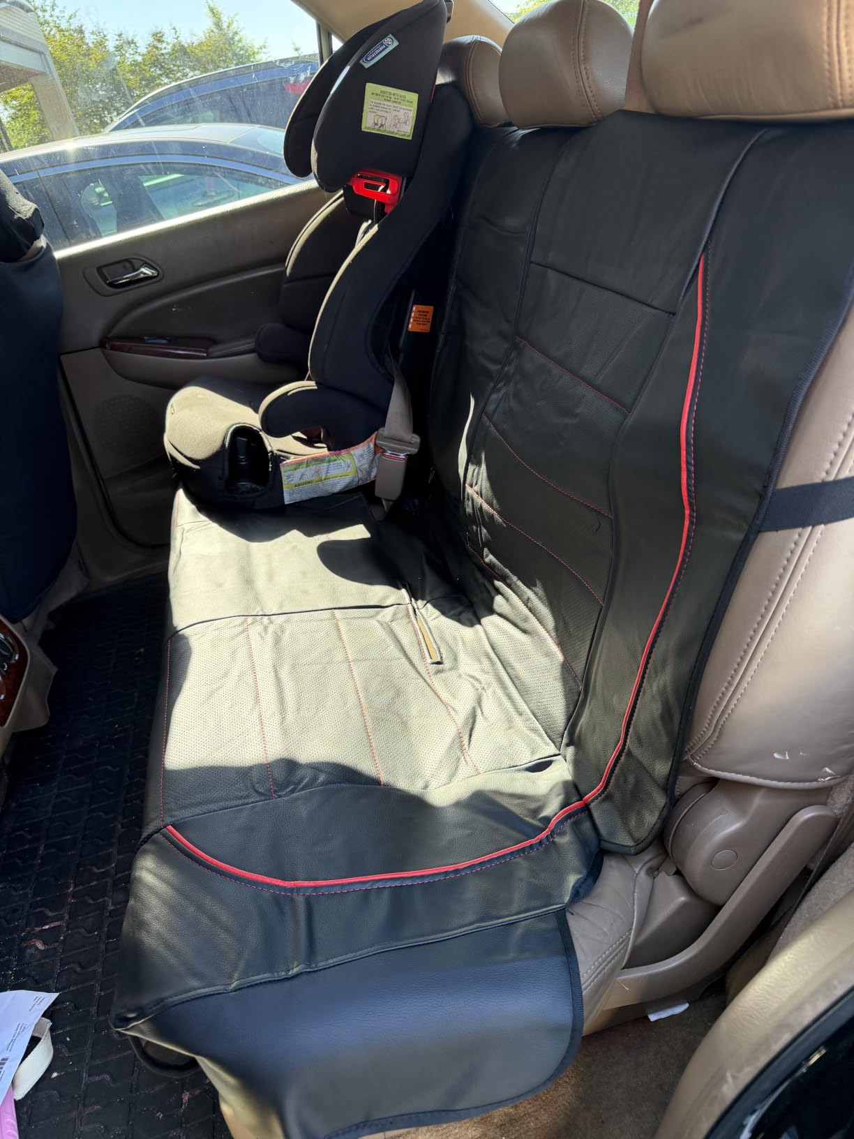 CAR PASS Universal FIT Piping Leather Car Seat Cover, for suvs,Van,Trucks,Airbag Compatible,Inside Zipper Design and Reserved Opening Holes (Full Set, Black and Red) customer photo 2