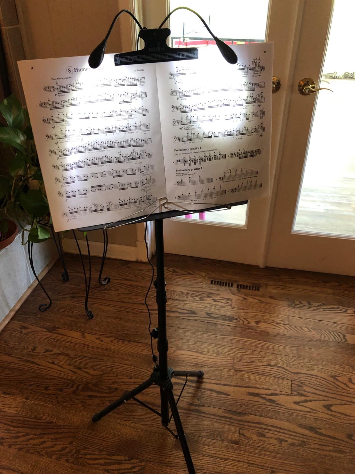 Donner DMS-1 Sheet Music Stand with Light & Carrying Bag | Portable Metal Music Stand, Tabletop Music Book Stand for Guitar, Ukulele, Violin Players customer photo 1