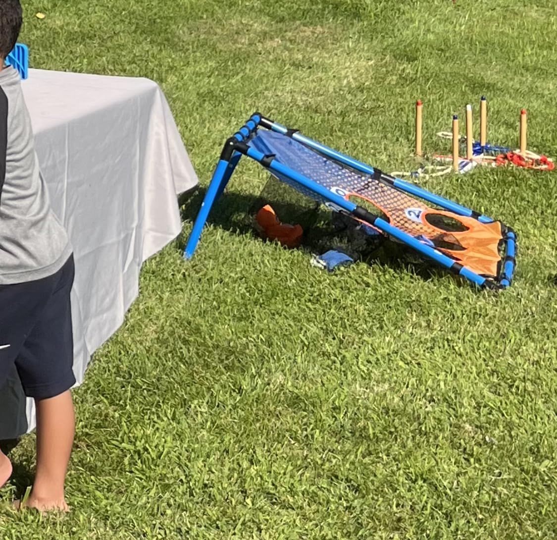 Funsparks Ring Toss Game for Kids & Adults - 16 Rings (8 Rope + 8 Plastic), Wooden Base & Carry Bag - Indoor Outdoor Backyard Lawn Game for Family, Parties, Camping - Ages 4+ Summer Fun Yard Game customer photo 1