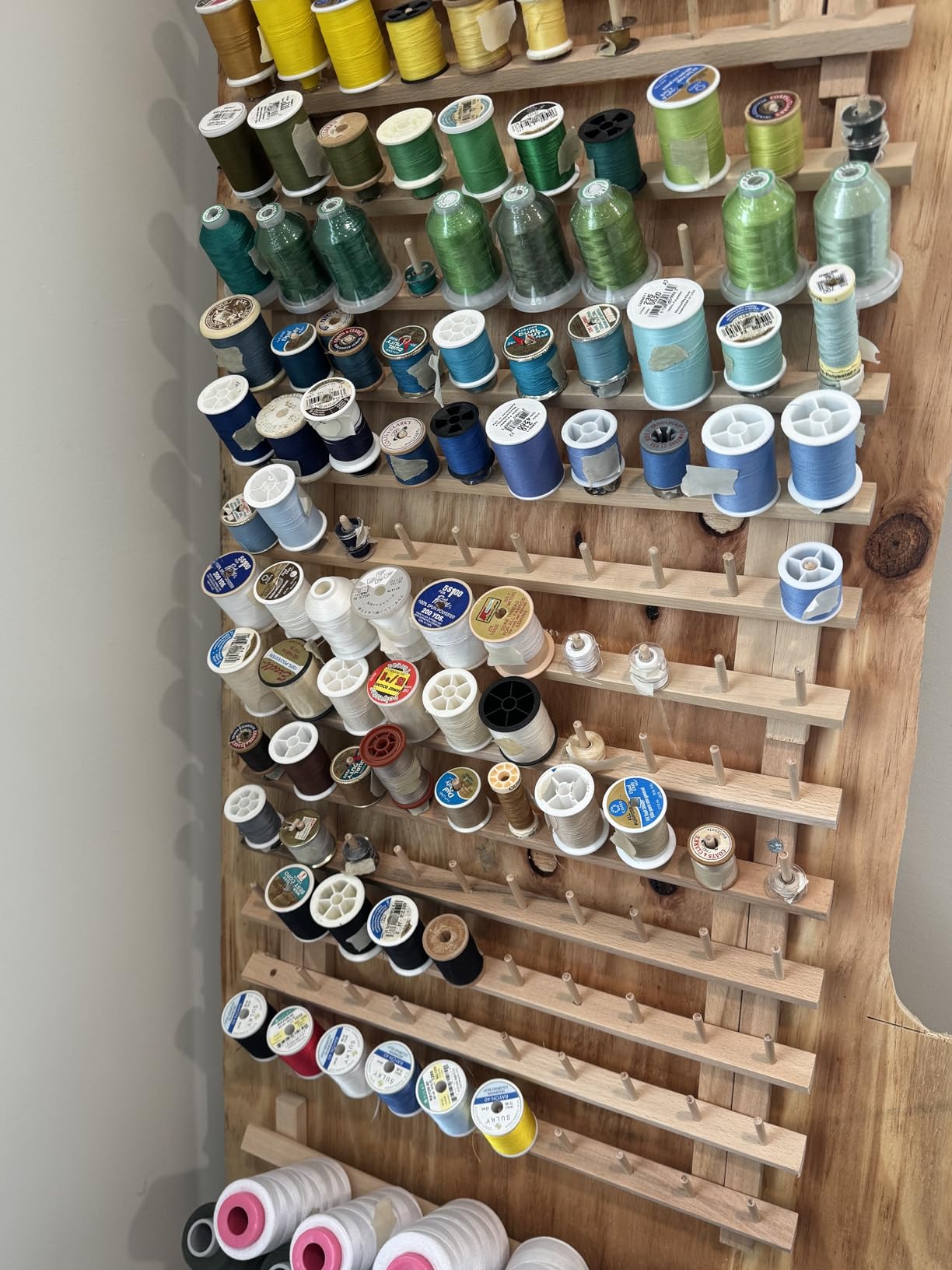 Dritz Wooden Thread Rack - Holds 60 Spools - Wall-Mount or Free-Standing with Pull-Out Legs - Wood Organizer for Sewing, Quilting, and Hair Braiding customer photo 1