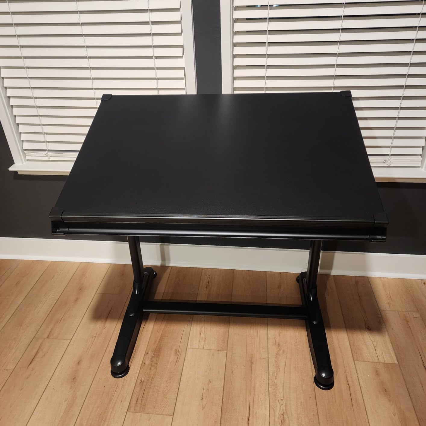 Stand Up Desk Store Adjustable Height and Angle Drafting Table Drawing Desk with Large Surface (Silver Frame/Birch Top, 40