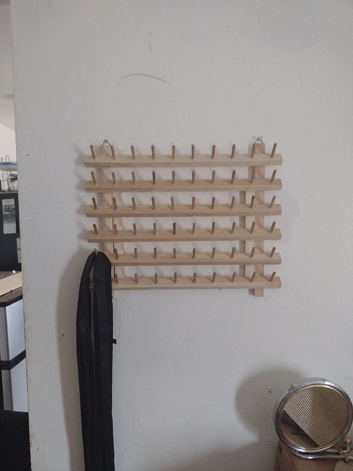 NW 60-Spools Wooden Thread Holder Sewing and Embroidery Thread Organizer for Sewing Thread Storage with Hanging Hooks customer photo 2