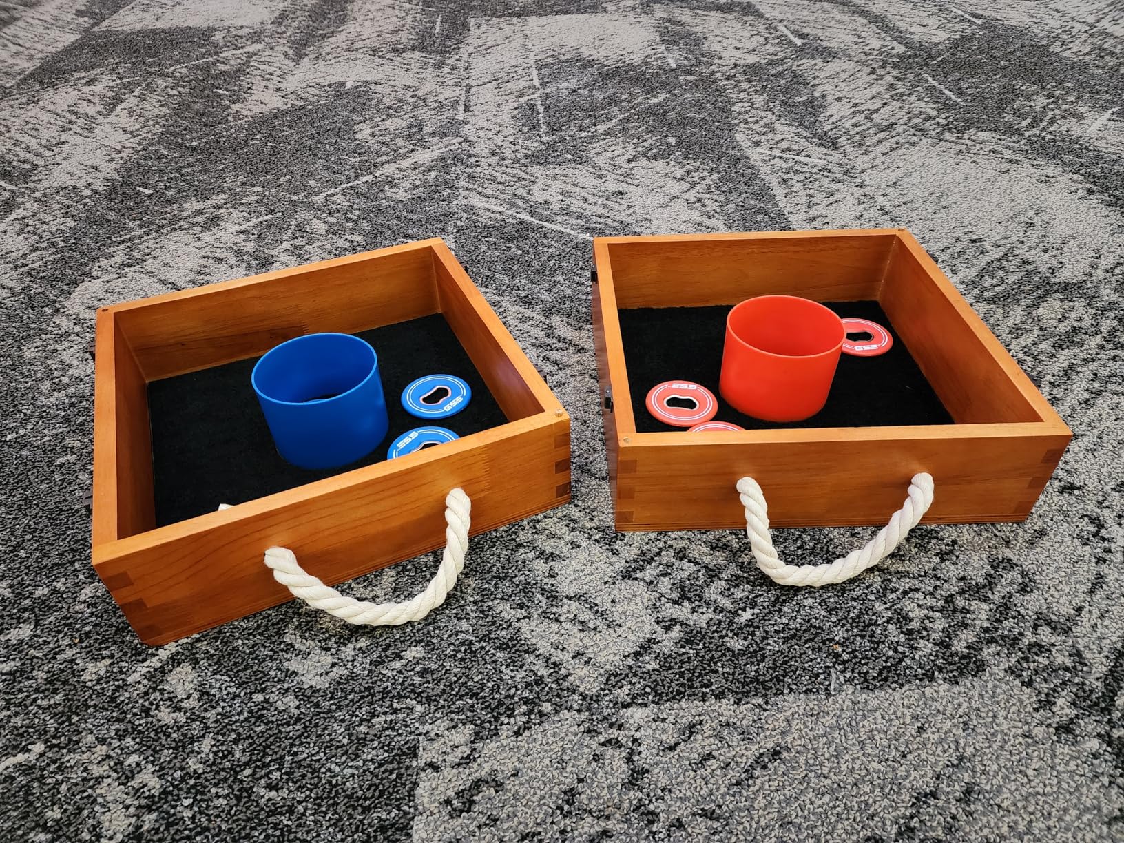 GSE Washer Toss Game Set with 8 Washers & Bottle Opener, for Outdoor Game | Solid Rubber Wood Material, Furniture Paint Finish, 2.625
