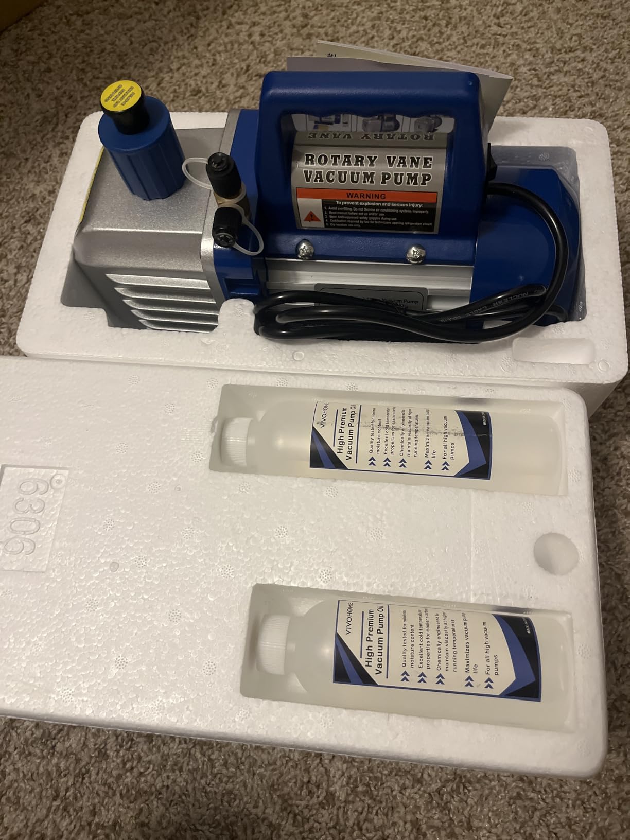 VIVOHOME 110V 1/2 HP 5 CFM Dual Stage Rotary Vane HVAC Air Vacuum Pump | AC Vacuum Pump for Home Automotive Air Conditioner R134a R12 R22 R502 R410a AC System with Oil Bottle customer photo 1