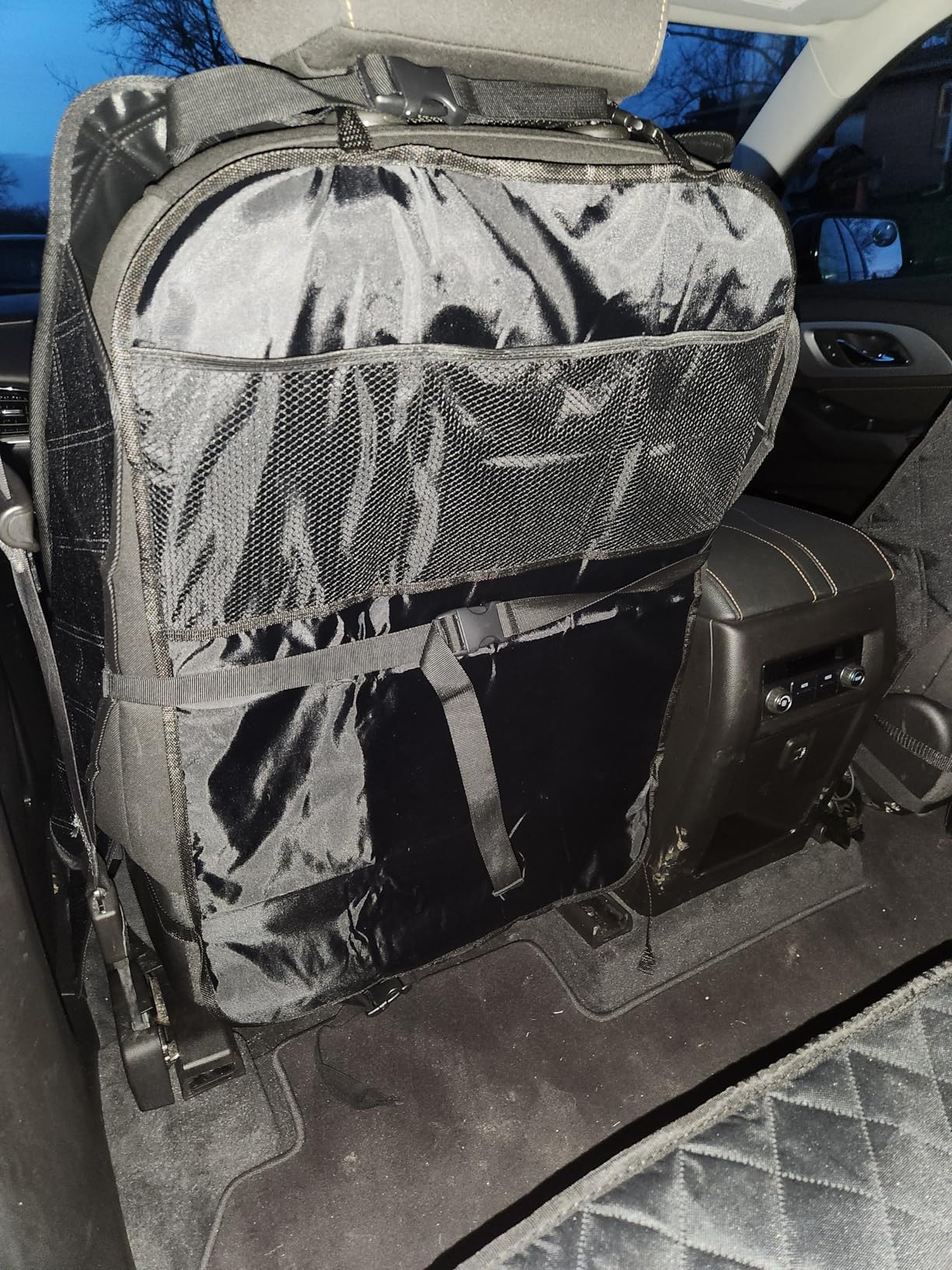 lebogner Back Seat Cover For Kids + 3 Pocket Storage Organizer, 2 Pack X-Large Waterproof Kick Mats Backseat Protector, Car Seat Back Protectors For Vehicles To Protect From Dirt, Mud & Scratches customer photo 1