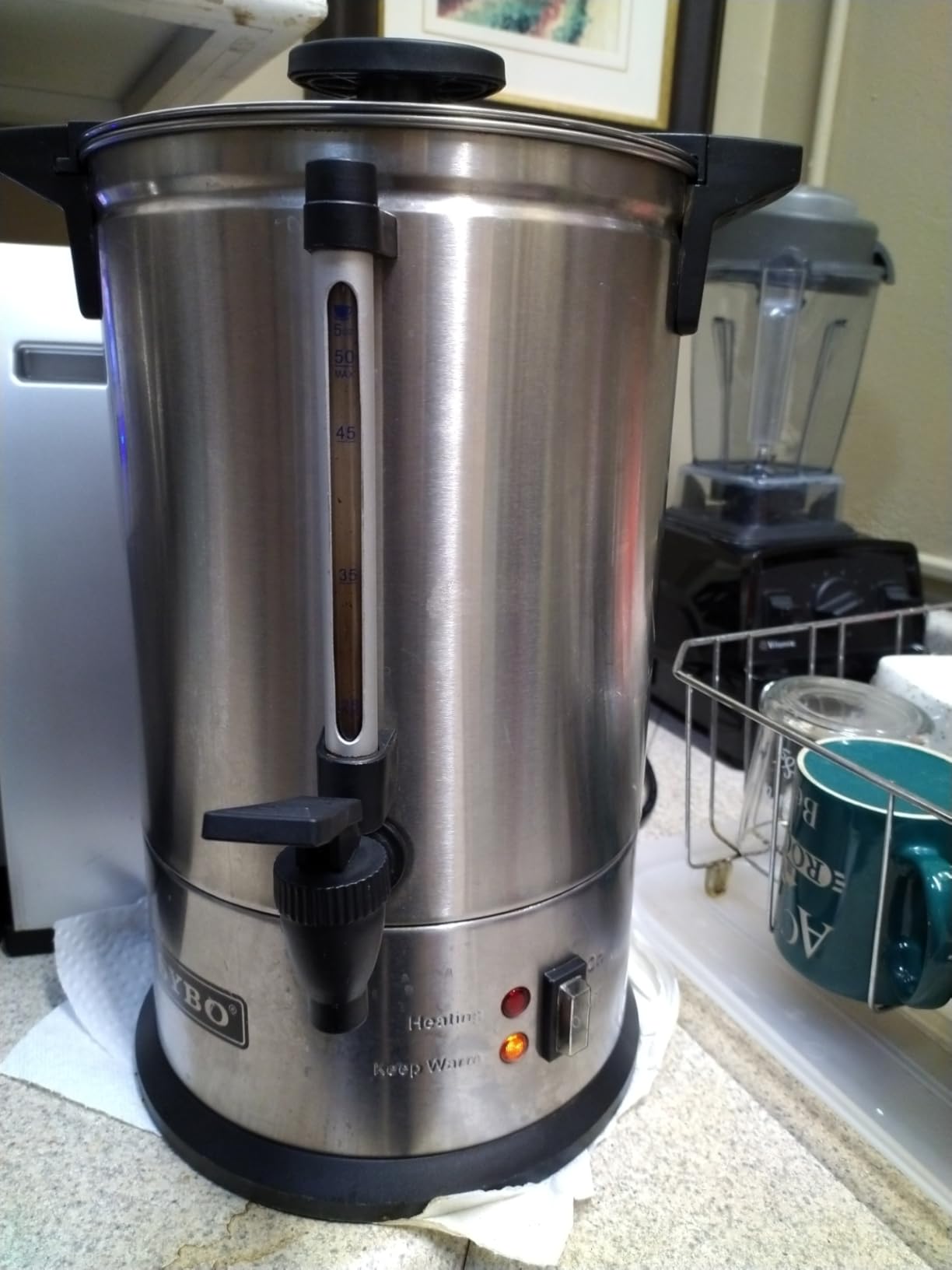 SYBO SR-CP-100B Commercial Grade Stainless Steel Percolate Coffee Maker Hot Water Urn for Catering, 100-Cup 16 L, Metallic customer photo 2