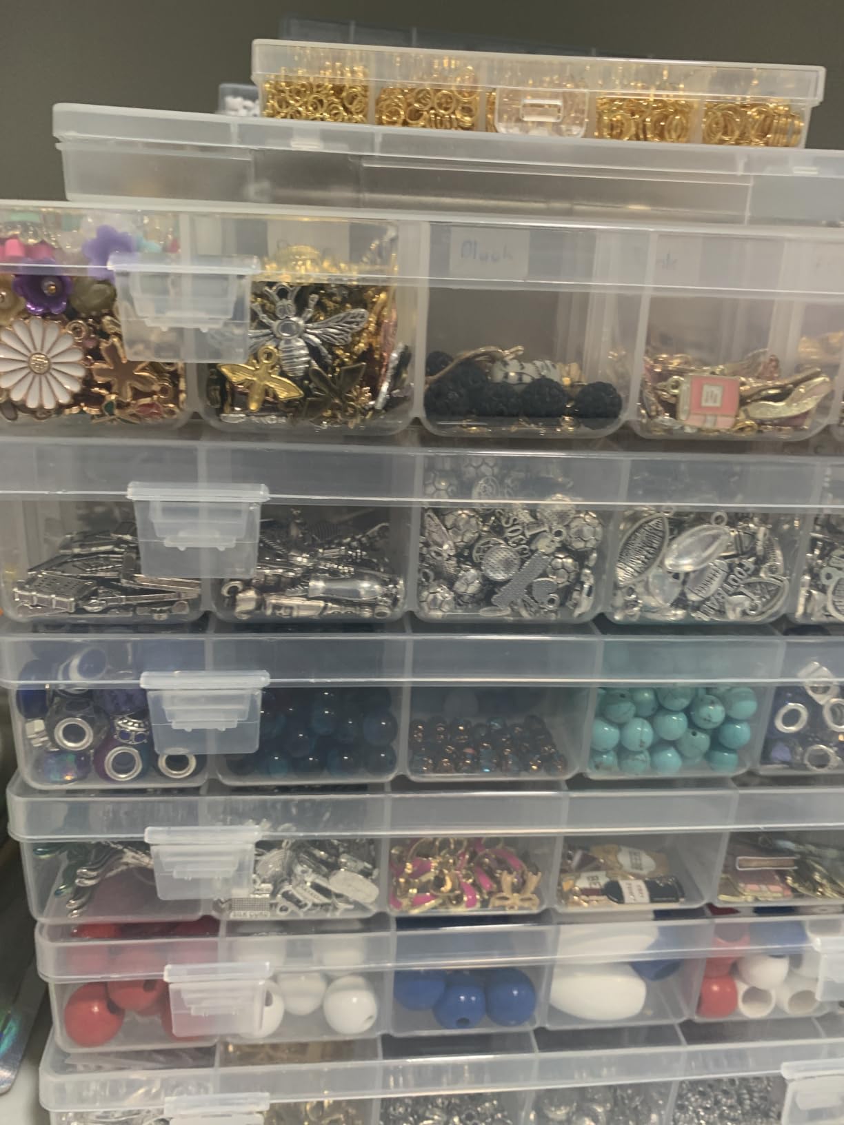 Bead Organizer Storage 2 Pack 36 Grid Jewelry Tackle Craft Box Adjustable | Clear Plastic, Adjustable Dividers, Label Stickers Included, for Beads Jewelry Crafts Fishing Tackle and Small Parts customer photo 2