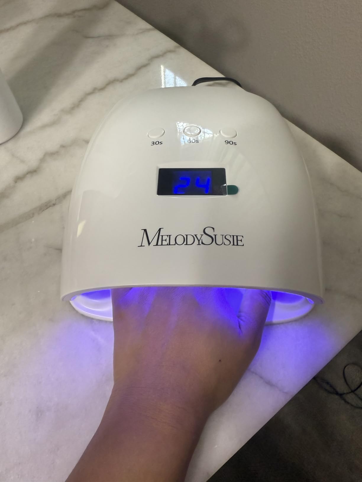 MelodySusie Detachable Base UV/LED Nail Lamp P-Plus30I for Hard Gel | 54W, 3 Timer Settings, Smart Sensor, LCD Display, 30 UV/LED Beads, Rhinestone Glue, Solid Nail Glue Gel, Liner Gel, White customer photo 1