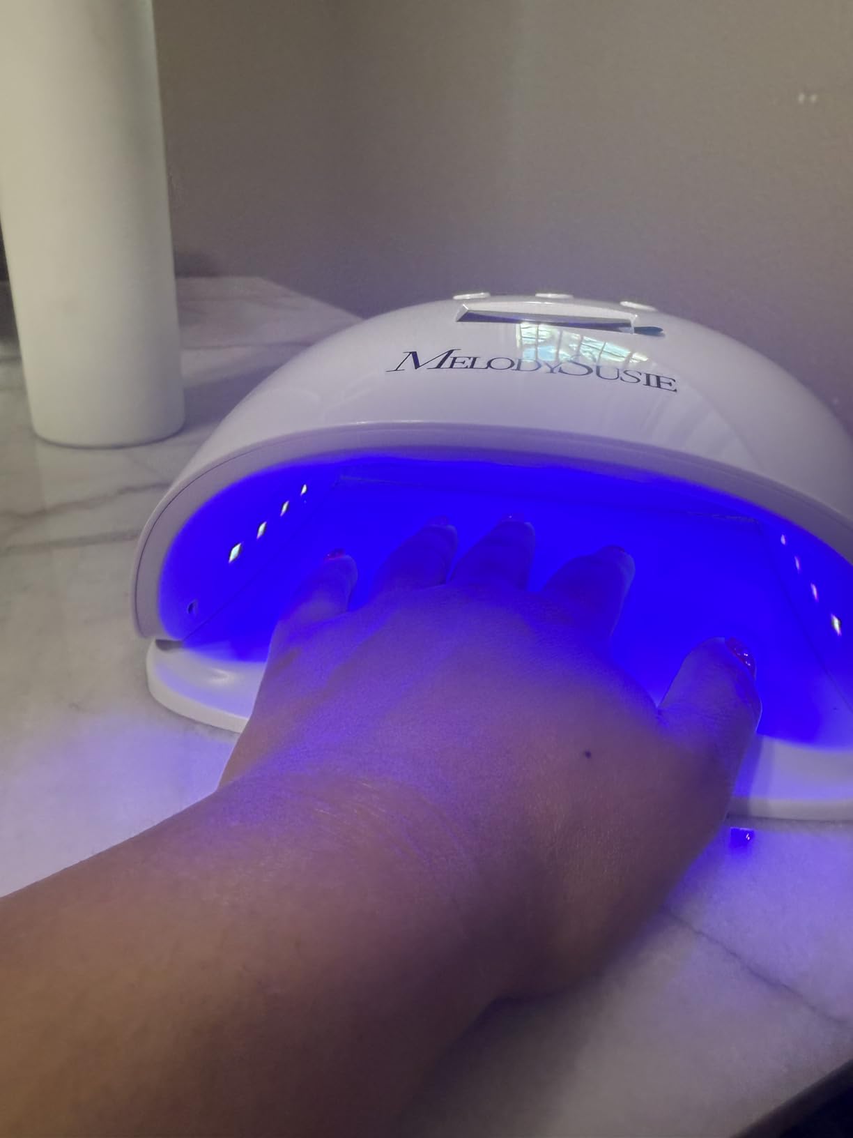 MelodySusie Detachable Base UV/LED Nail Lamp P-Plus30I for Hard Gel | 54W, 3 Timer Settings, Smart Sensor, LCD Display, 30 UV/LED Beads, Rhinestone Glue, Solid Nail Glue Gel, Liner Gel, White customer photo 2