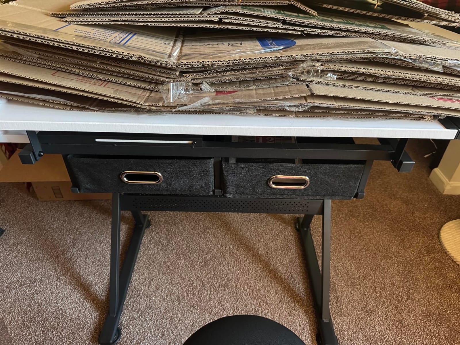 Yaheetech Adjustable Drafting Table Art Desk, Storage Drawers & Stool, Wood customer photo 1