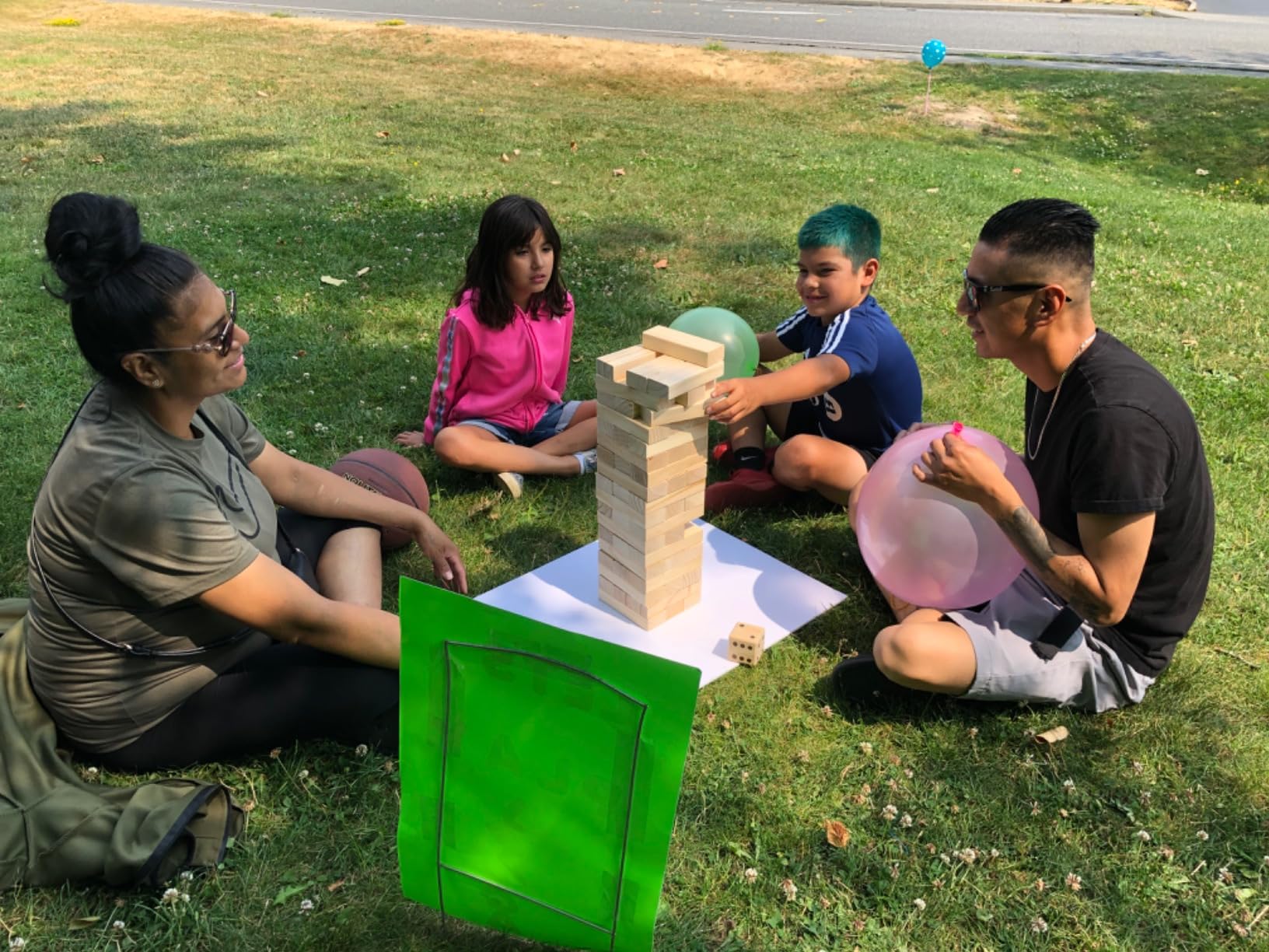 ApudArmis Giant Tumble Tower, 54 PCS Pine Stacking Outdoor Game 4.2FT | Pine wood, smooth & lightweight. Anti-crack. Includes dice & bag. Perfect beach & backyard stacking game for teens and family customer photo 2