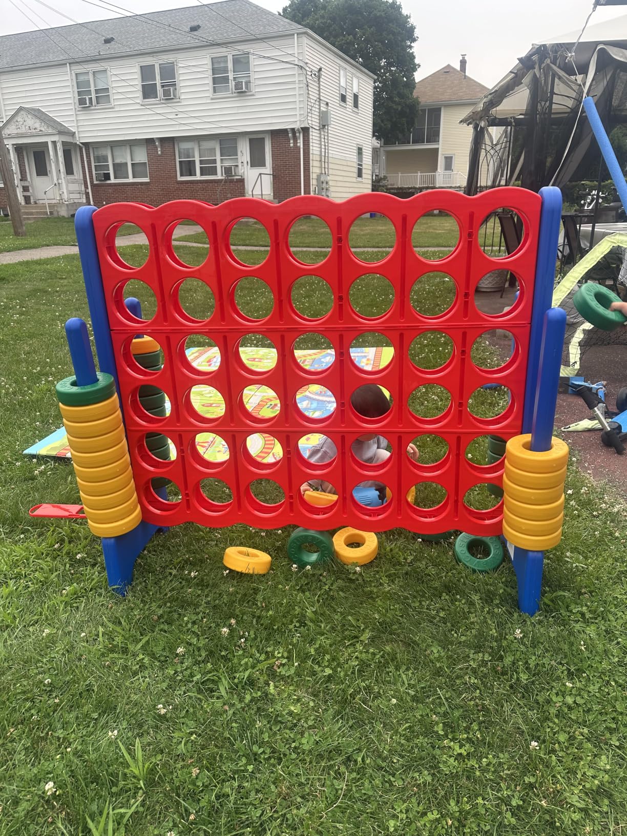 COSTWAY Jumbo 4-to-Score Giant Game Set, 4 in A Row for Kids and Adults | 3.5FT Tall Indoor & Outdoor Game Set with 42 Jumbo Rings & Quick-Release Slider, Perfect for Holiday Party & Family Game customer photo 1