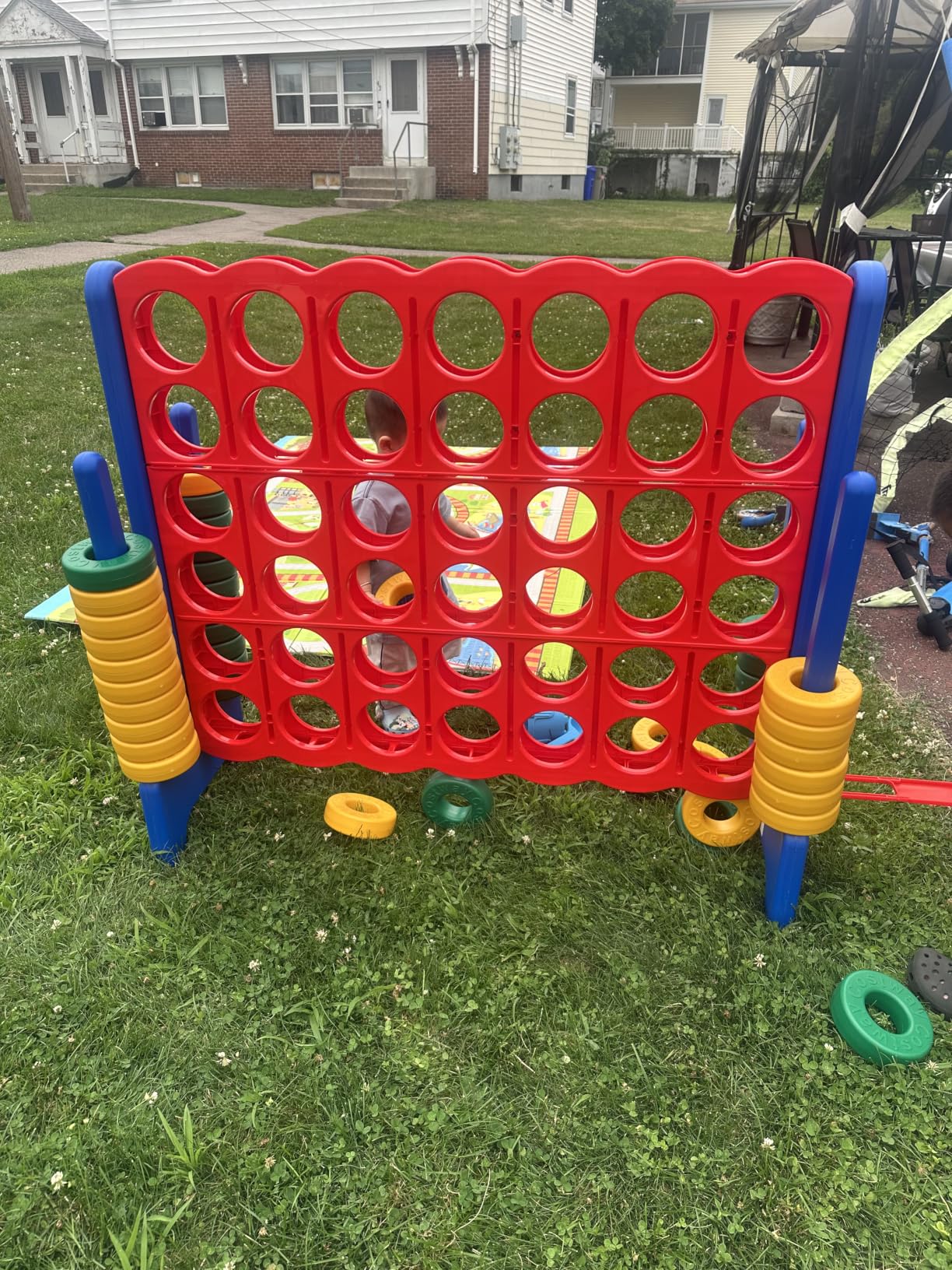 COSTWAY Jumbo 4-to-Score Giant Game Set, 4 in A Row for Kids and Adults | 3.5FT Tall Indoor & Outdoor Game Set with 42 Jumbo Rings & Quick-Release Slider, Perfect for Holiday Party & Family Game customer photo 2