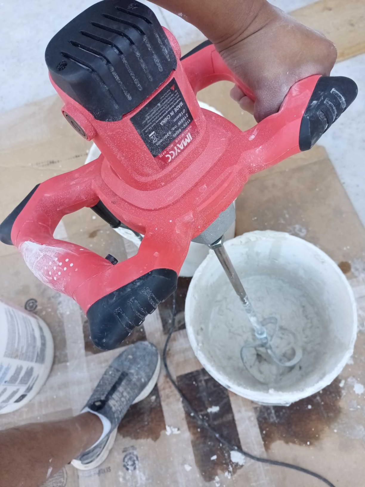 IMAYCC Cement Mixer, 2100W Electric Concrete Mixer with 6 Speed, 110V Handheld Mud Mixer for Mortar, Paint, Grout, Plaster, Thinset, Fodder Stirring Tool customer photo 1