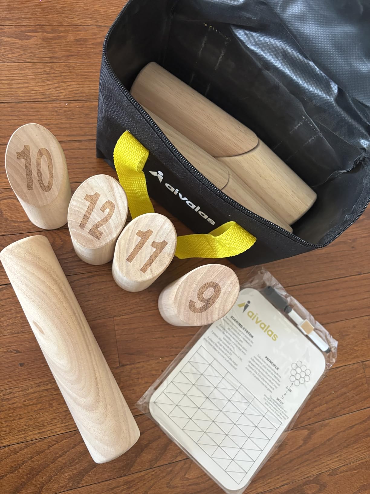 Aivalas Wooden Tossing Game Set, 12PCS Numbered Block Toss Games with Scoreboard & Carrying Case, Outdoor Lawn Backyard Beach Game, Gift for Toss Party Group customer photo 1