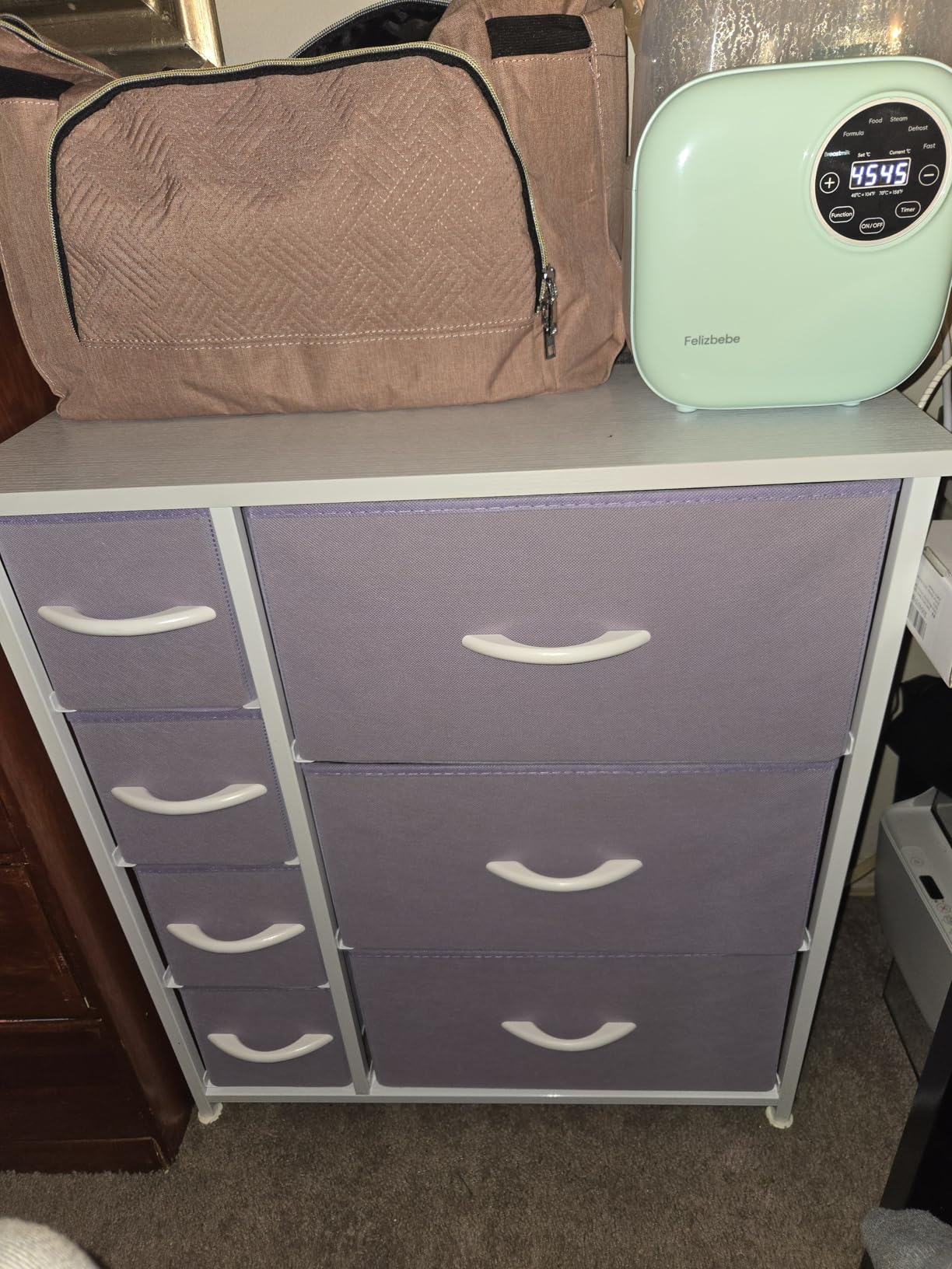 Sorbus Dresser with 7 Drawers - Furniture Storage Chest for Kid's, Teens, Bedroom, Nursery, Playroom, Clothes, Toys - Steel Frame, Wood Top, Tie-dye Fabric Bins (7-Drawer, Pastel Pink) customer photo 2