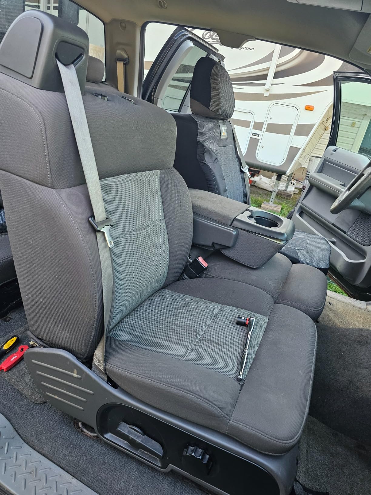 Cat MeshFlex Automotive Seat Covers for Cars Trucks and SUVs - Gray Car Seat Covers for Front Seats, Truck Seat Protectors with Comfortable Mesh Back, Set of 2 customer photo 1