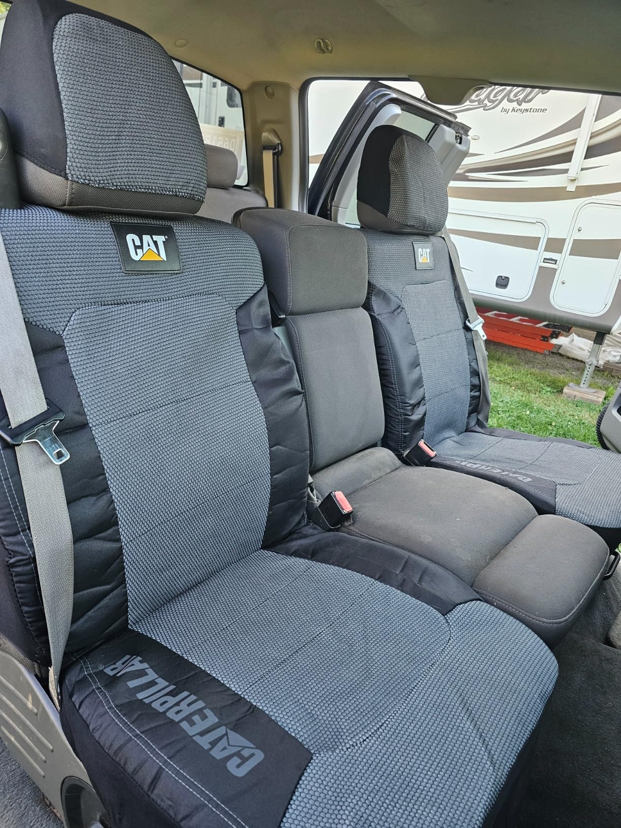 Cat MeshFlex Automotive Seat Covers for Cars Trucks and SUVs - Gray Car Seat Covers for Front Seats, Truck Seat Protectors with Comfortable Mesh Back, Set of 2 customer photo 2