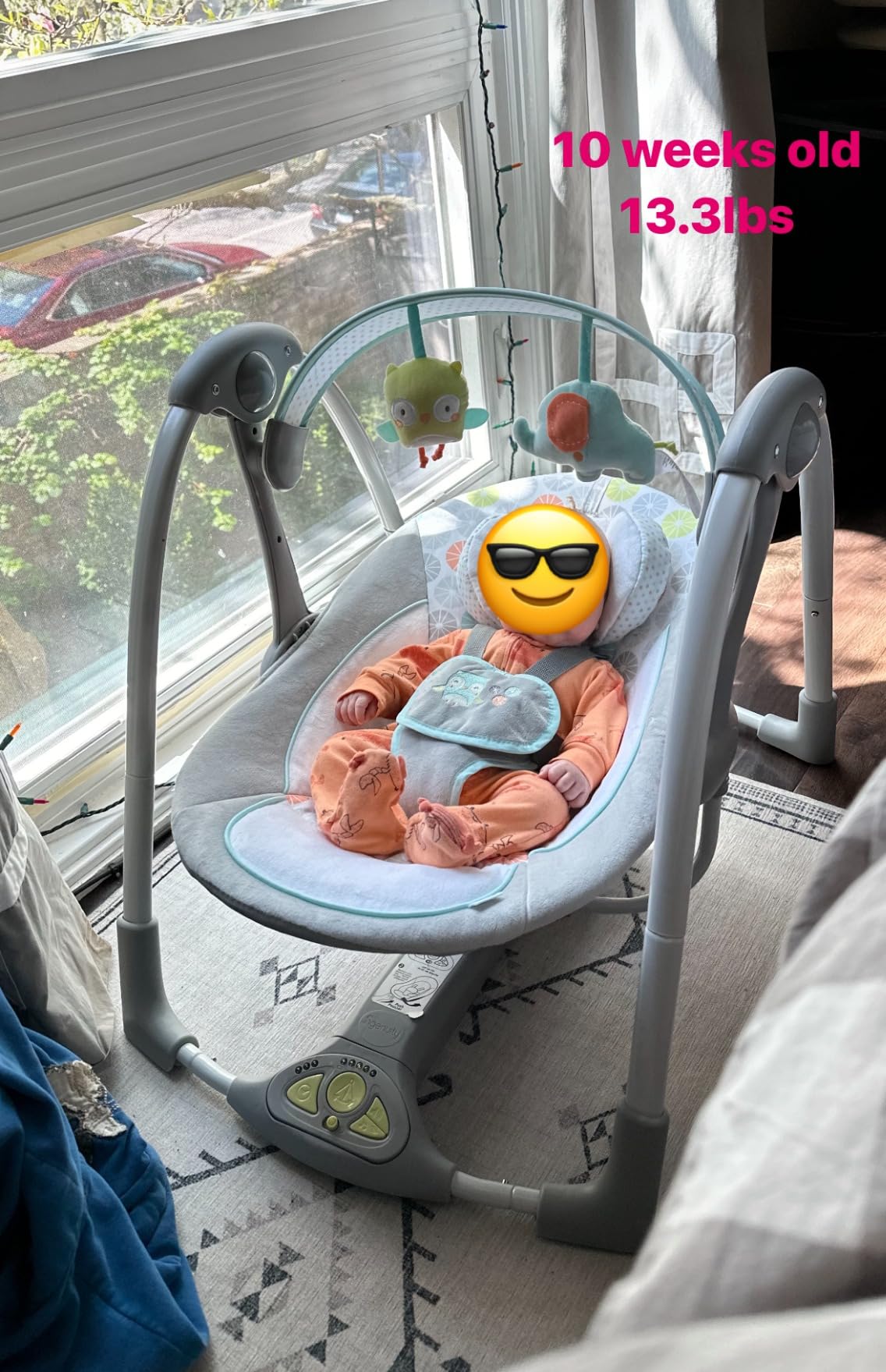 Ingenuity ConvertMe 2-in-1 Compact Portable Automatic Baby Swing & Infant Seat, Battery-Saving Vibrations, Nature Sounds, 0-9 Months 6-20 lbs (Swell) customer photo 1