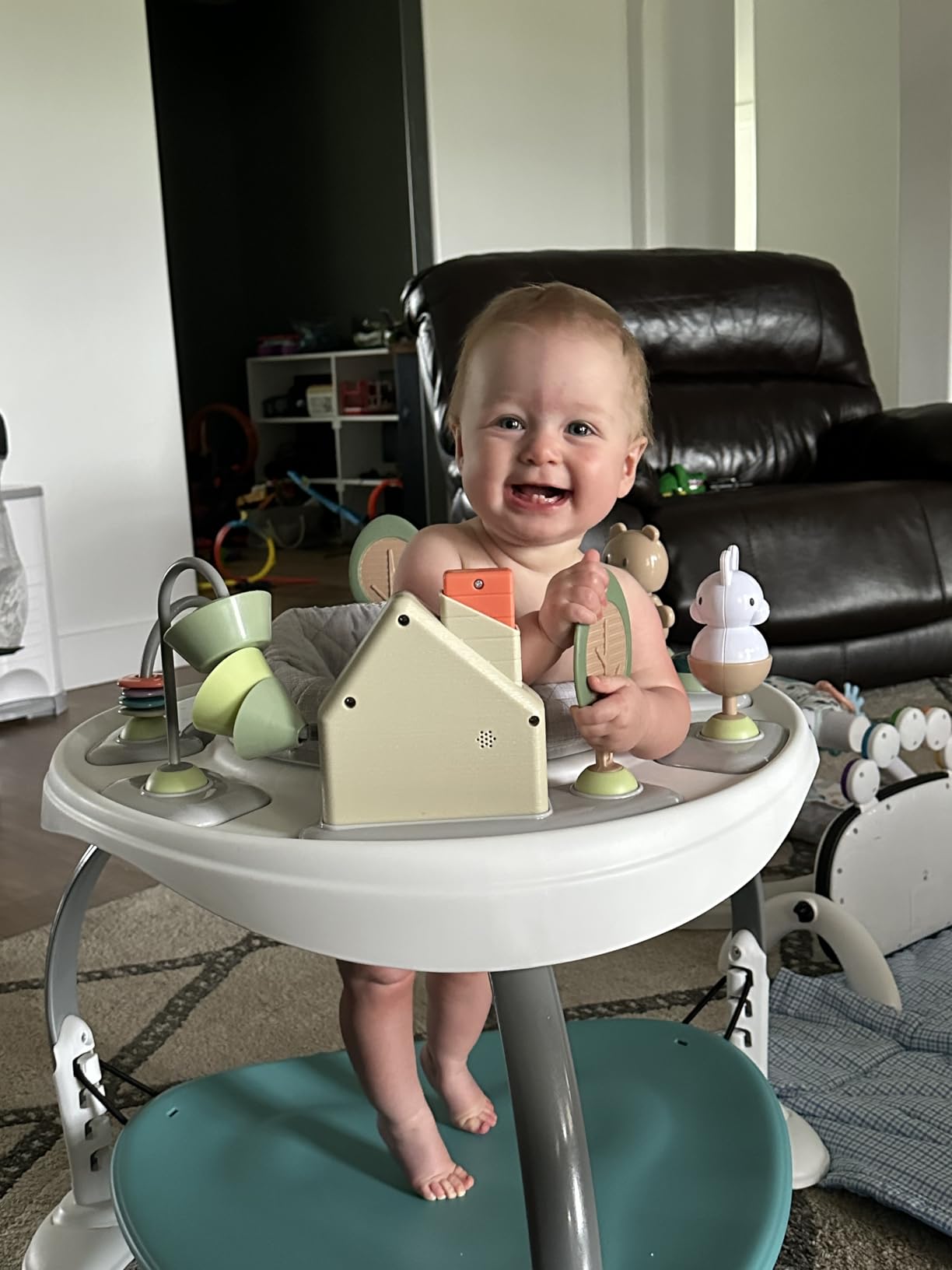 Ingenuity Spring & Sprout 2-in-1 Baby Activity Center Jumper and Table with Infant Toys - Ages 6 Months +, First Forest customer photo 1