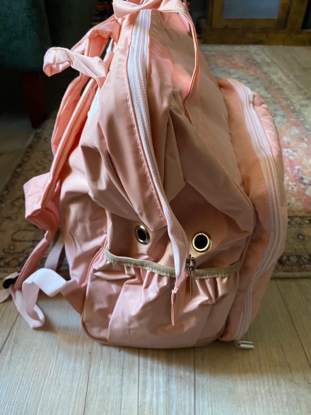 HOMEST Knitting Bag Backpack, Crochet Storage Organizer, Large Yarn Holder with Custom Front Pocket for Crochet Accessories and Supplies, Pink | Large capacity for projects, hooks, needles and supplies with roomy pockets, easy access and sturdy handles, Pink customer photo 1