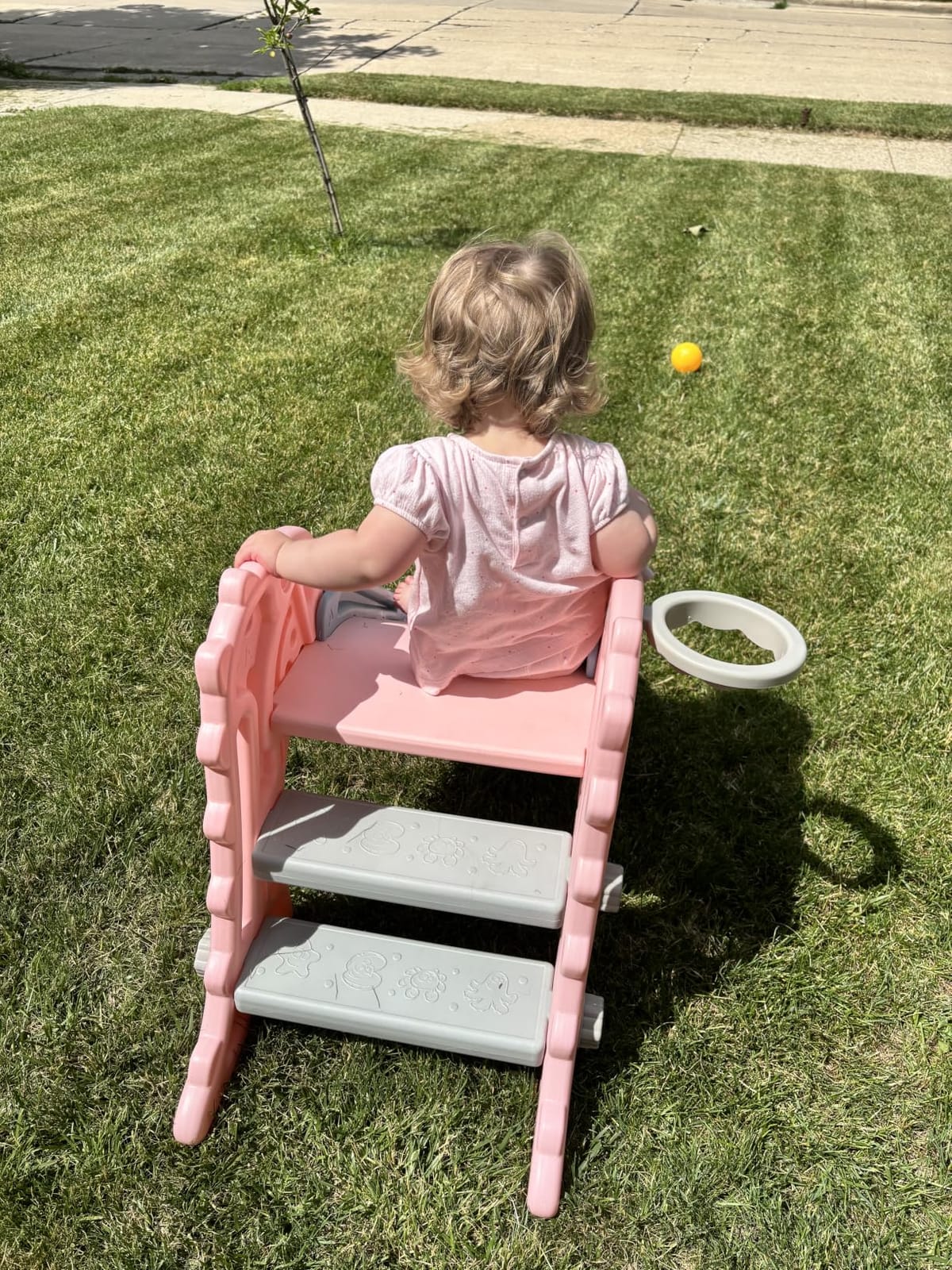 Nyeekoy 3 in 1 Toddler Slide Indoor & Outdoor Playground | Kids Slide Climber Playset with Basketball Hoop, Baby Slide for Toddlers Aged 1-3, Folding Design Freestanding Slide (Pink) customer photo 2
