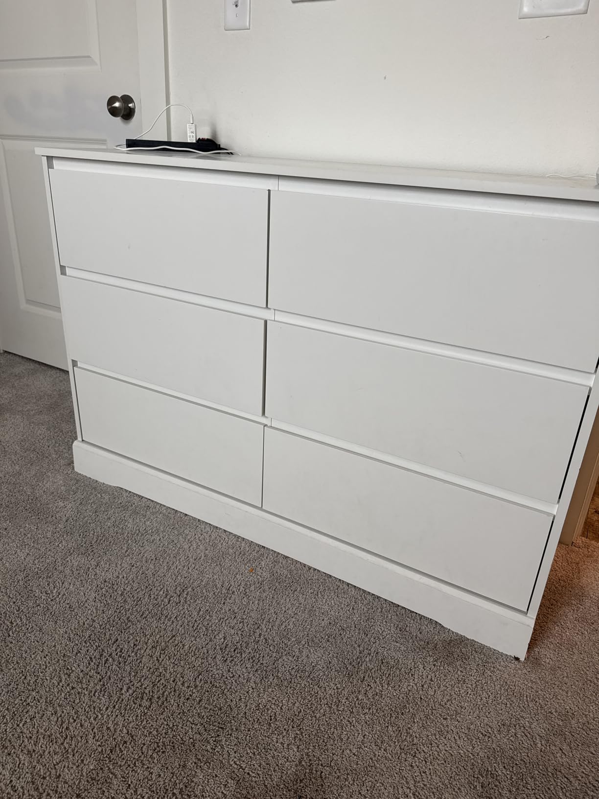 FOTOSOK White Dresser, Modern 6 Drawer Dresser, Bedroom Chest of Drawers, 47.2