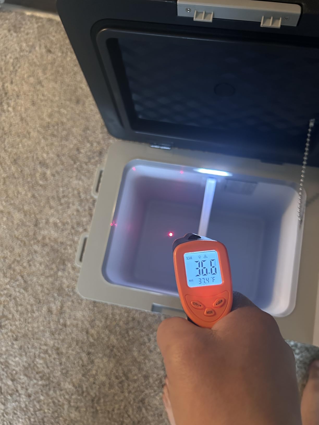 EUHOMY 32QT 12 Volt Refrigerator, Electric Cooler, Usable Battery, -4℉~68℉ | Compressor Cooling, Quiet, 12V&100-240V, Car, Home & Camping Use, Portable, Battery Protection, Anti-Shake Design customer photo 2