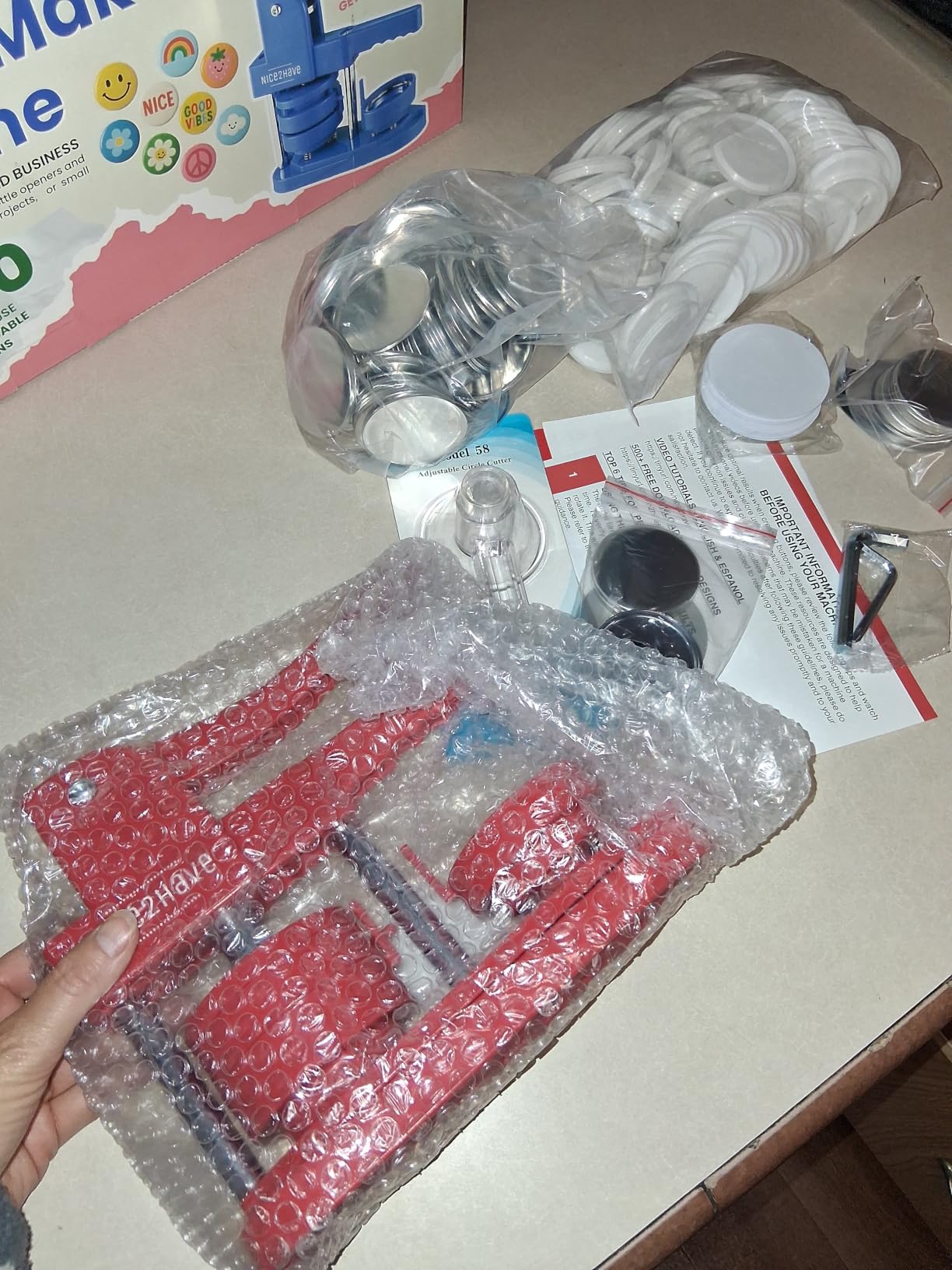 Button Maker Machine 1+1.25+2.5 Inch Pin Maker Kit - Multiple Size Molds, 500 Buttons, 15 Fridge Magnets, 15 Bottle Openers, 15 Keychains, Cutters, and 500+ Button Designs for DIY Crafts customer photo 2