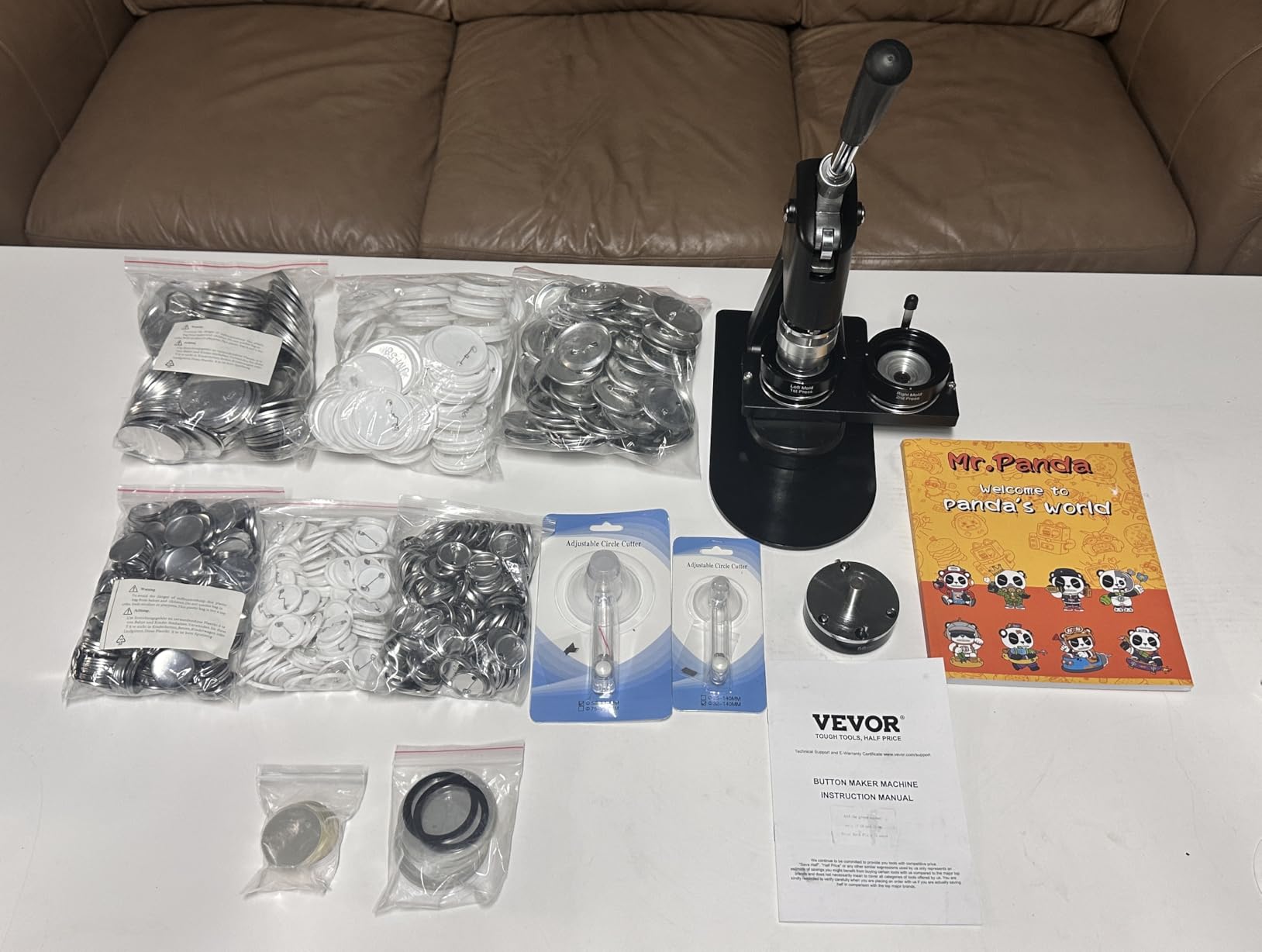 VEVOR Button Maker Machine 75 mm (3 inches) Metal Badge Punch Press Kit | Children DIY Presents Pin Maker, Round Button Making Supplies with 100pcs Button Parts, Circle Cutter, and Panda Magic Book customer photo 2