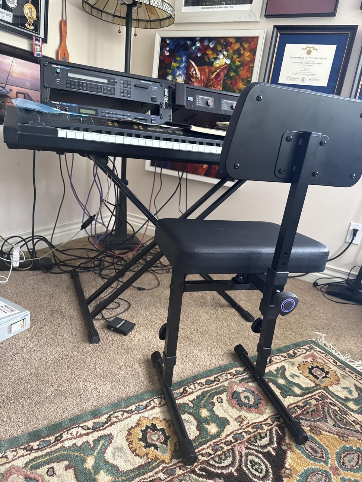 Liquid Stands Piano Bench Adjustable Stool - Music Keyboard Bench with Backrest Seat for Piano Keyboard Stand with Black Padded Cushion for Musicians Piano Stool Chair customer photo 2