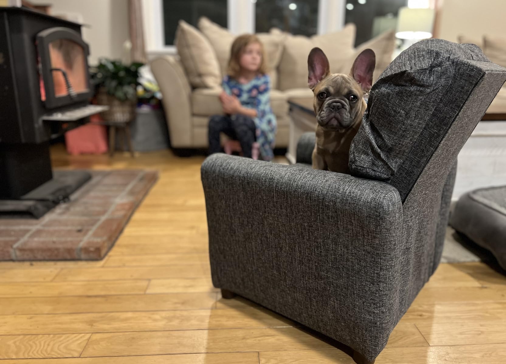 The Crew Furniture Traditional Kids Recliner Chair, Toddler Ages 1-5 Years, Polyester Linen, Gray customer photo 2