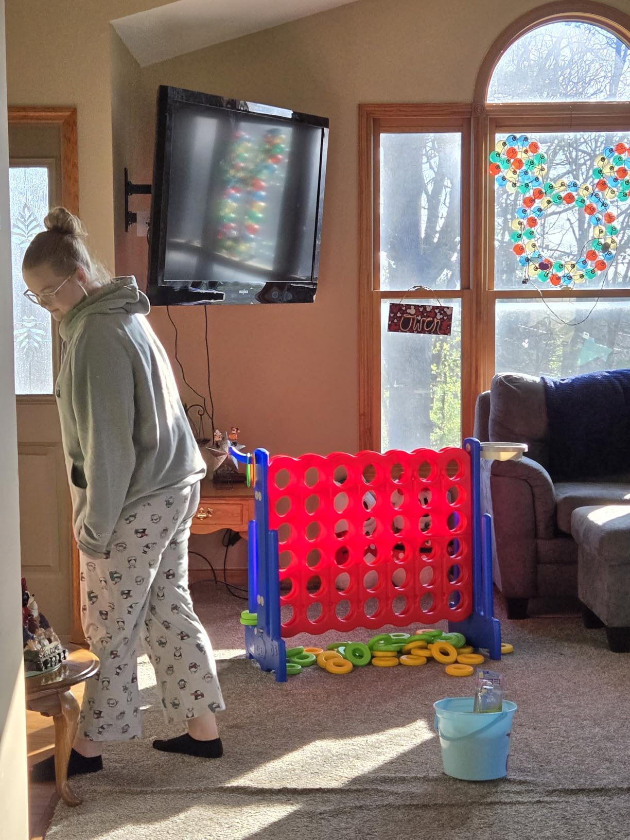 Giant 4 Row Game with Carrying Bag and Mesh Fabric - Giant 4-to-Score Game Set Suitable for Indoor and Outdoor Holiday Parties and Family Gatherings (Blue/Red) customer photo 1