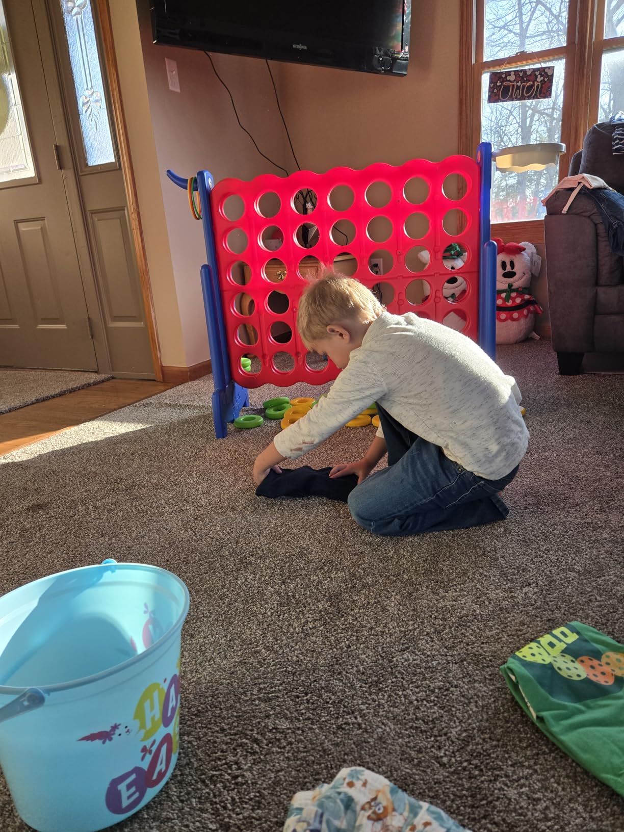 Giant 4 Row Game with Carrying Bag and Mesh Fabric - Giant 4-to-Score Game Set Suitable for Indoor and Outdoor Holiday Parties and Family Gatherings (Blue/Red) customer photo 2
