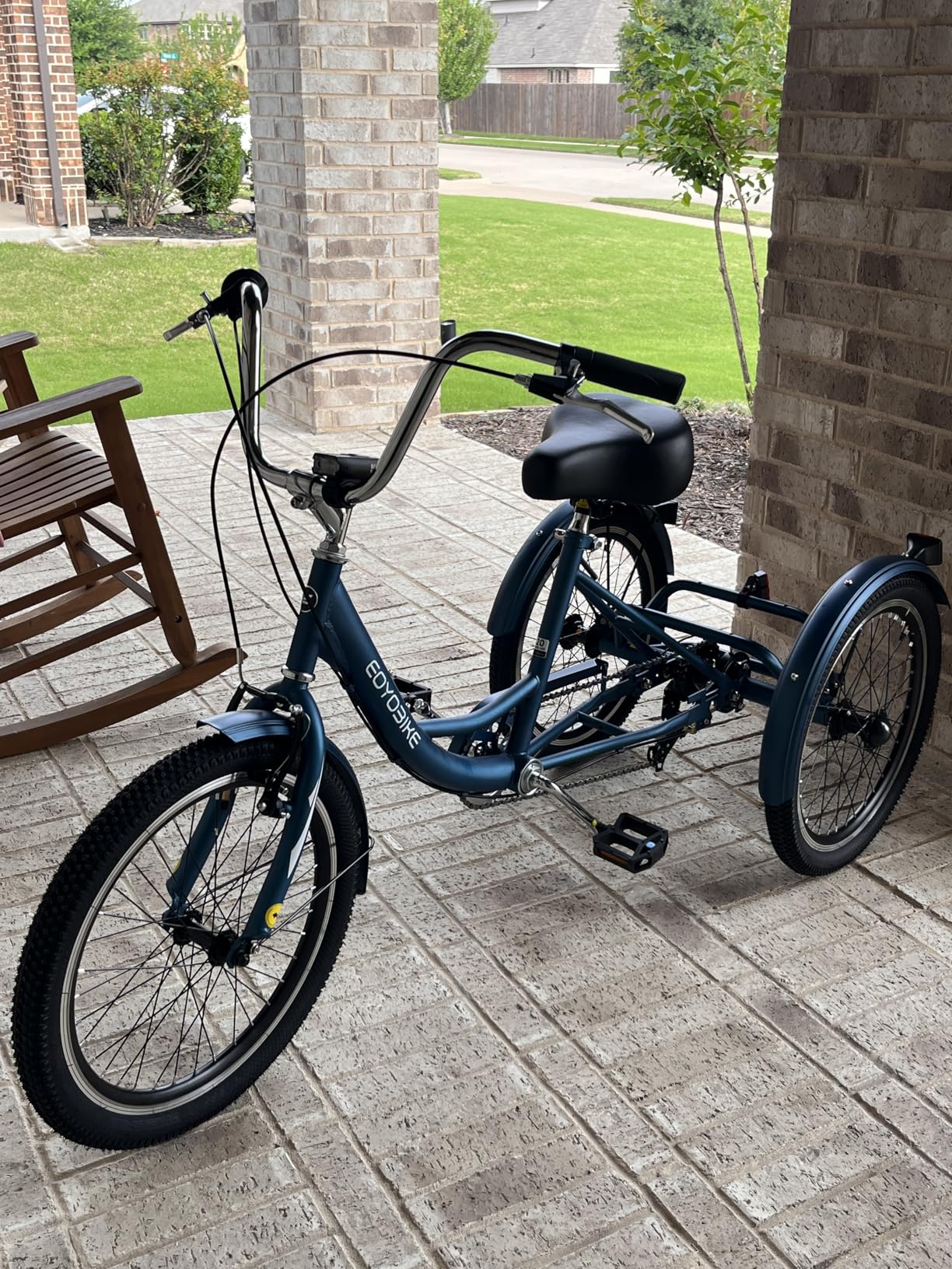 MOPHOTO Adult Tricycle, 3 Wheel Bike for Seniors Beginners, 20/24/26 Inch | 7 Speed, Low Step-Through, Large Rear Basket, 350 lbs Capacity, Wide Padded Saddle with Backrest, Front and Rear Reflectors customer photo 2