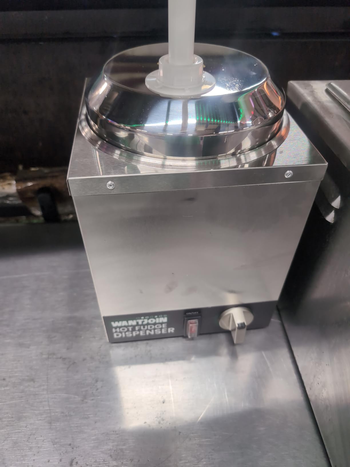 WantJoin Nacho Cheese Dispenser with Pump, 2.8Qt Nacho Cheese Warmer, Stainless Steel Hot Fudge Warmer with 5-Level Temperature Adjustment, Commercial Hot Fudge Dispenser for Hot Fudge Cheese Caramel customer photo 1