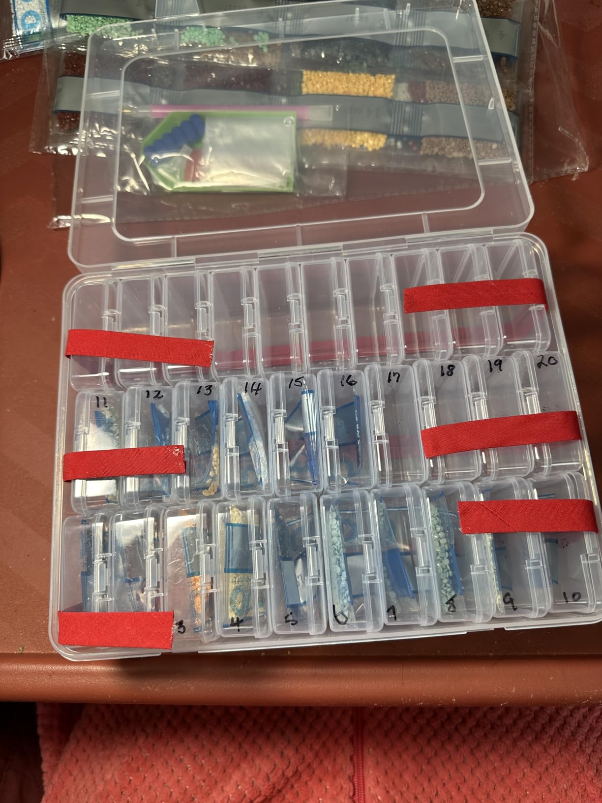 Mathtoxyz Bead Organizer Box, 30Pcs Small Beads Organizers and Storage Plastic Cases Mini Clear Dimond Storage Containers Boxes with Hinged Lid and Rectangle for Bracelet Making DIY Jewelry Craft Nail customer photo 1