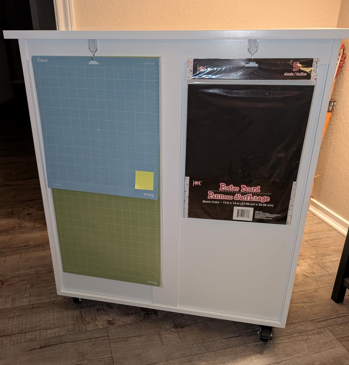 GDLF Craft Cart Compatible with Cricut, Rolling Storage Cabinet, Four plastic drawers, magnetic double doors and 3 hooks organize vinyl, 12 x 12 paper, cutting mats and accessories customer photo 2