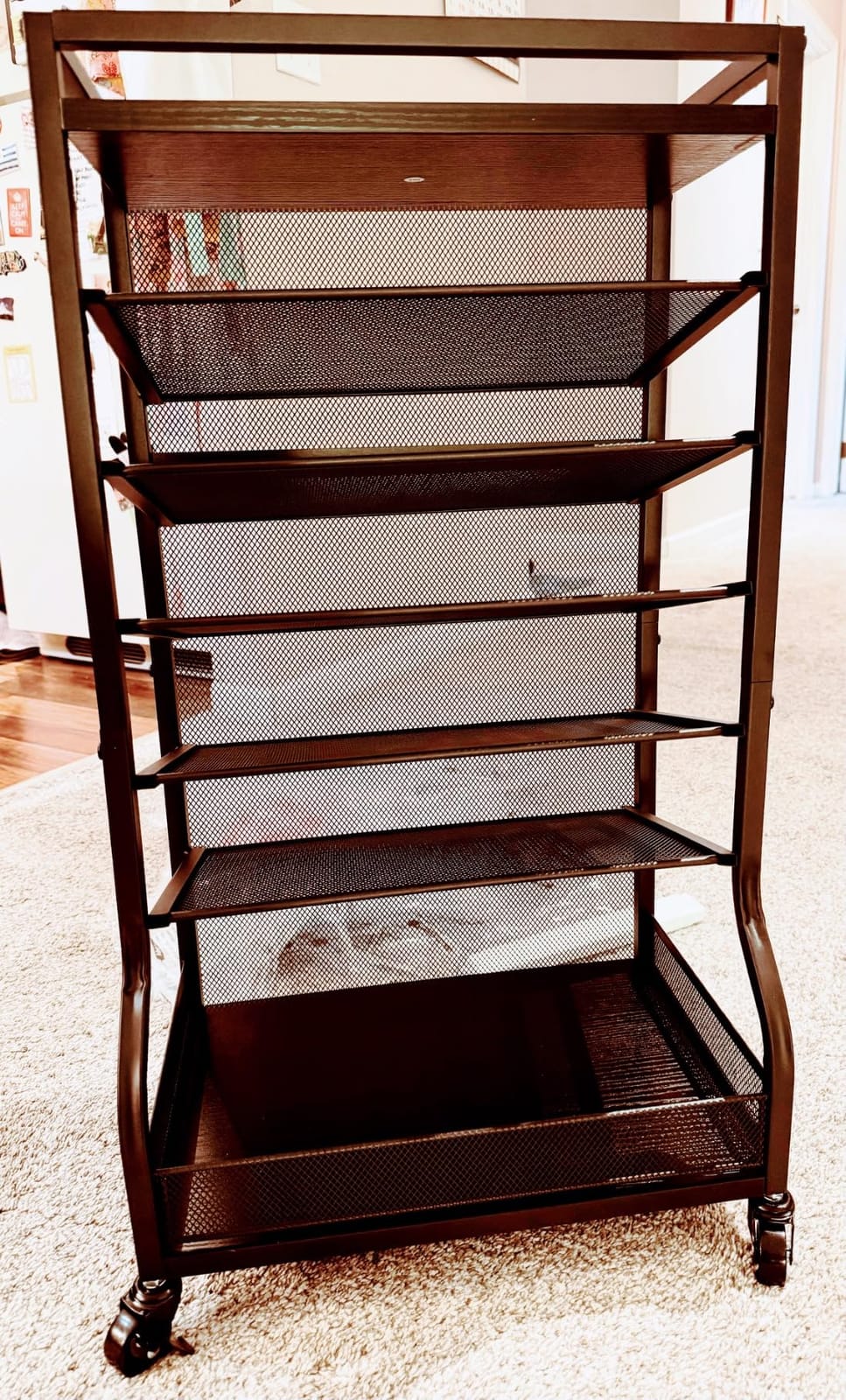 ThreeHio 7 Tier Rolling File Cart with Sliding Trays, Wood Metal File Organizer Beside Desk, Free-Standing File Holder, Paper Letter Tray Organizer Mesh Desk Organizer for Home Office School customer photo 1