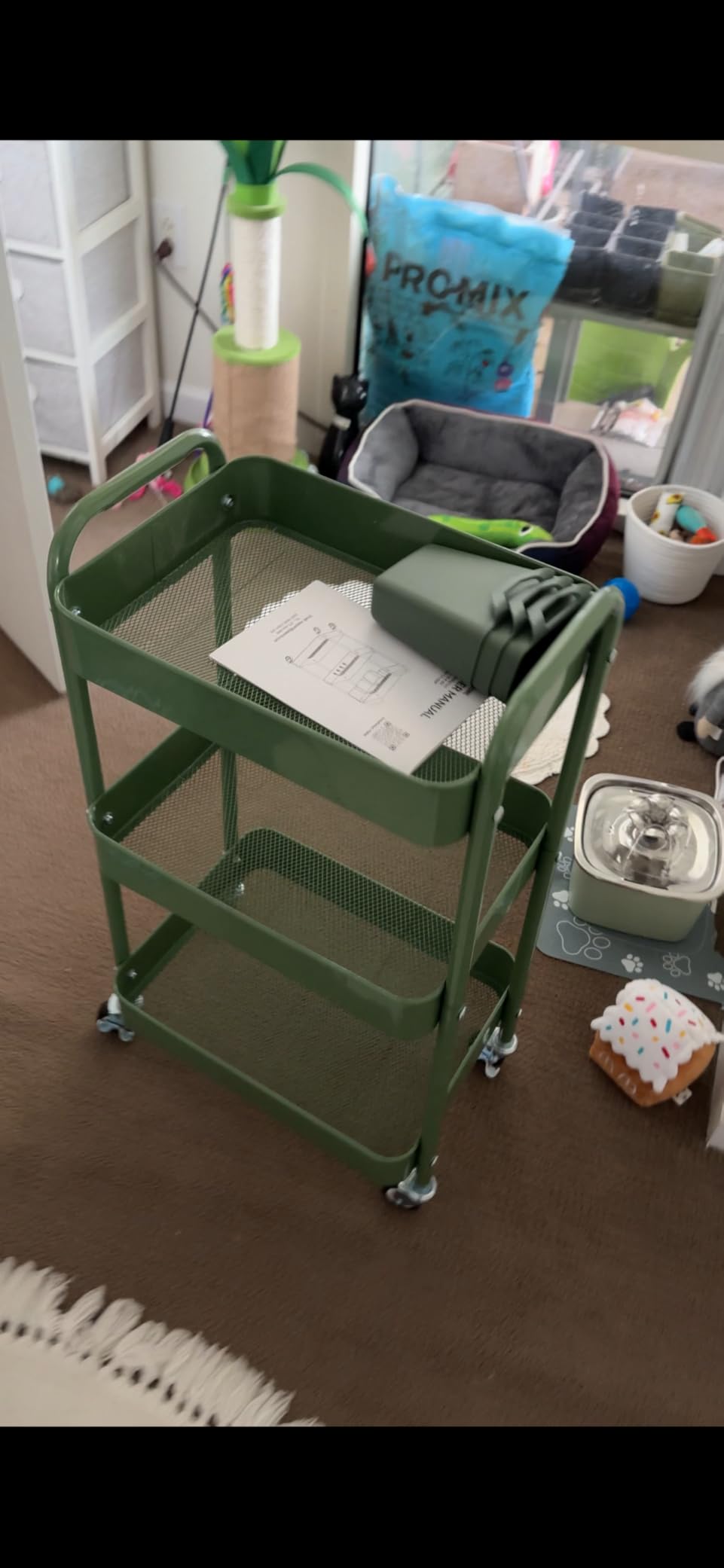 YASONIC 3 Tier Rolling Cart, Heavy Duty Metal Utility Cart with Wheel Black | Sturdy Rolling Storage Cart With Hooks & Hanging Cups, Great For Craft, Art Workspace, Kitchen ,Snack And Office Storage customer photo 2