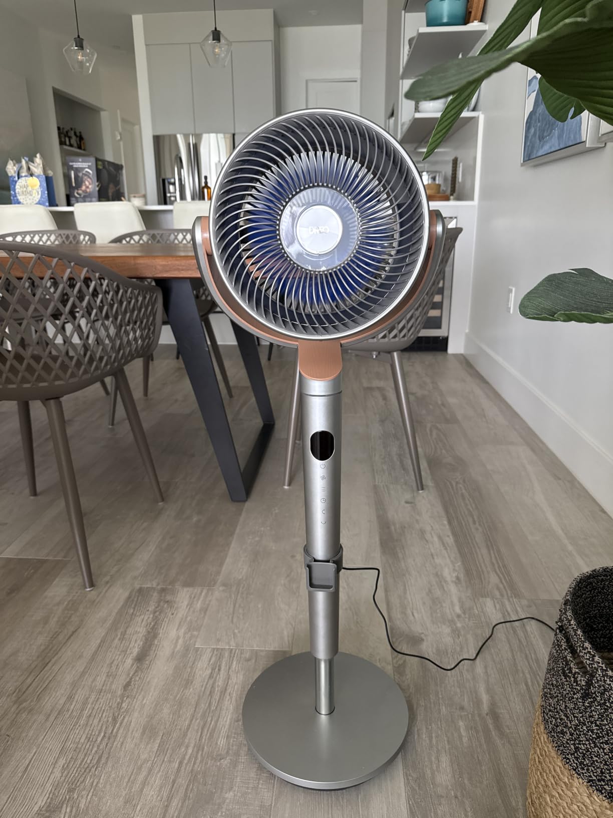 DREO Fan for Bedroom, 120°+120°Omni-directional Oscillating Fan, 90ft, DC Motor, 20 dB Quiet Standing Pedestal Fans, 8 Speeds, 3 Modes Circulator with Remote, 35-40