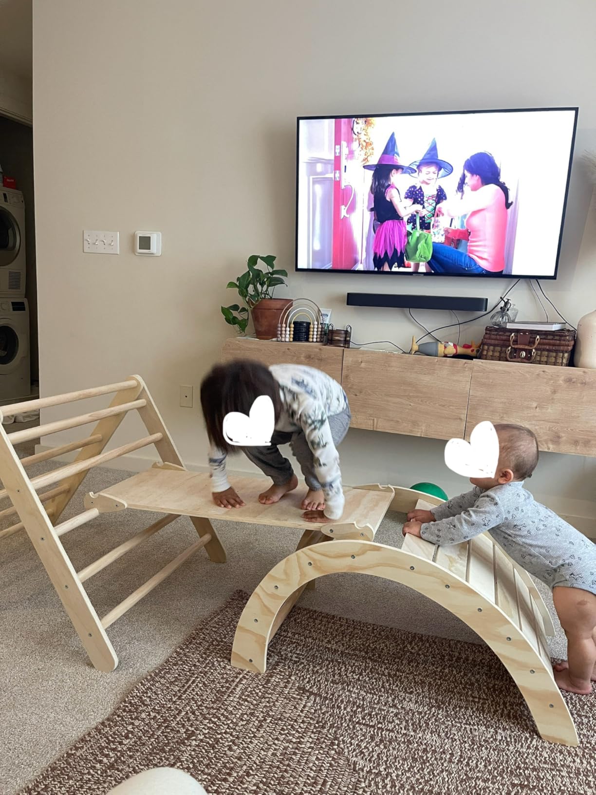 Pikler Triangle Set with Cushion Large, 5 in 1 Toddler Climbing Toys Indoor | Foldable Space-saving Design, Montessori-inspired Learning, Reversible Slide & Ramp, ASTM F963 Standards for Toddlers 18M-5Y customer photo 1