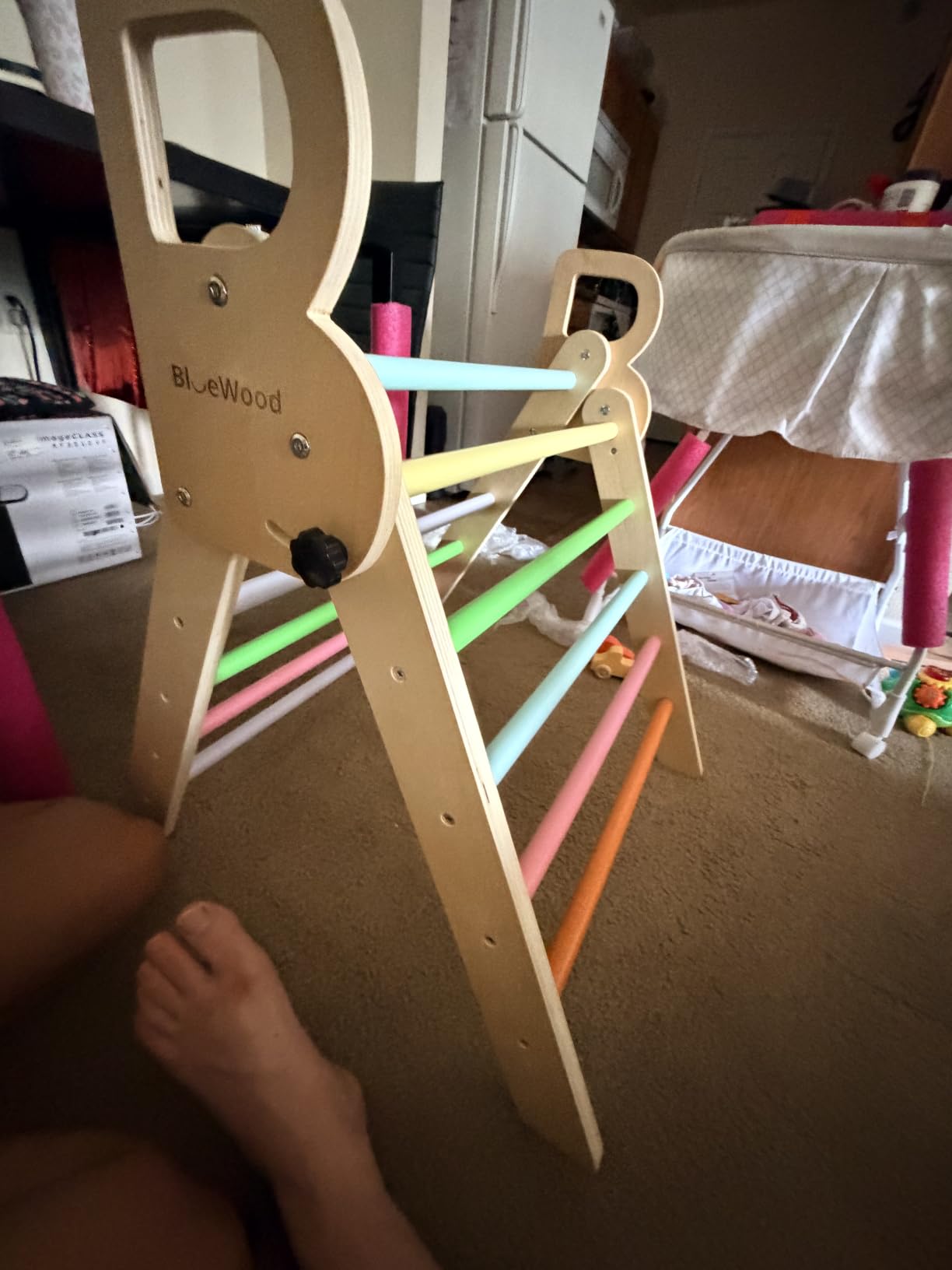 BlueWood Pikler Triangle Set with Safe Handle, Climbing Toys for 1-3 Year | Patented Safety Design, Foldable 7-in-1, with Wooden Car, Standard Size, Indoor Montessori Gift for First Birthday, Rainbow customer photo 2
