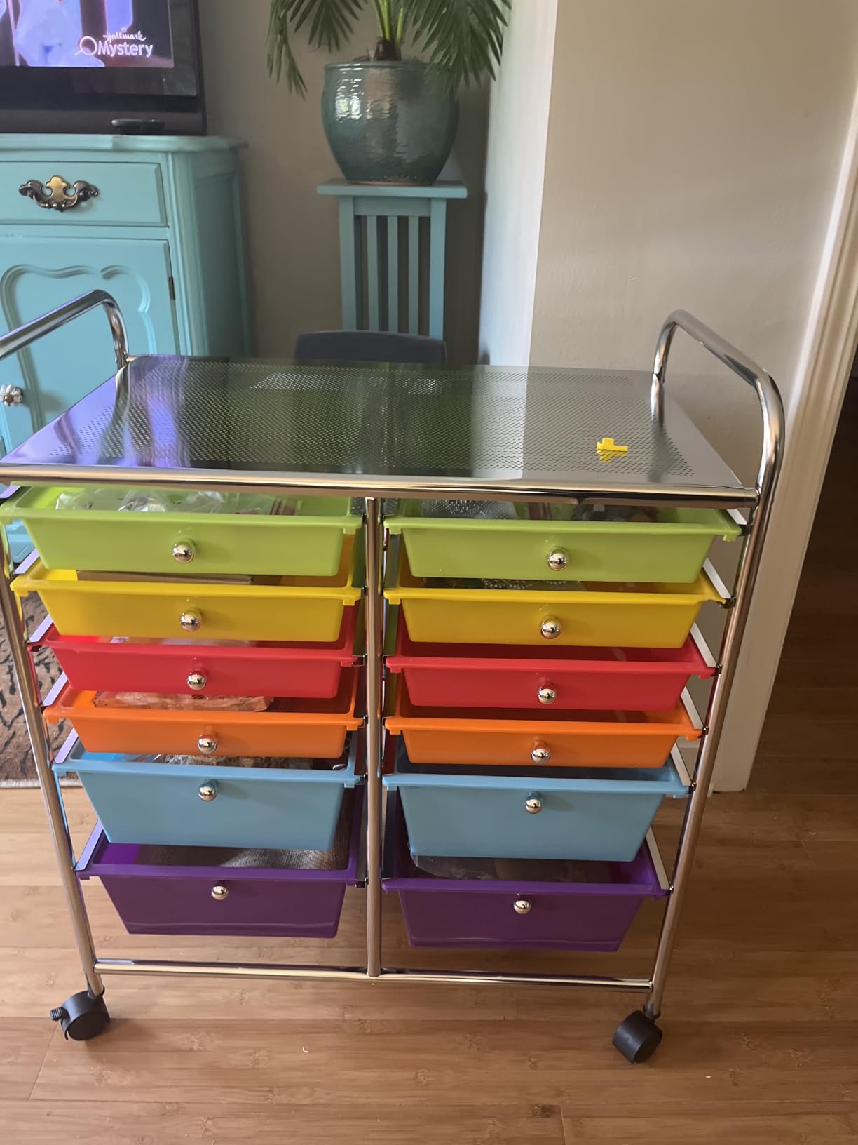 Giantex 12 Drawer Rolling Storage Cart Tools Scrapbook Paper Office School Organizer (Macaron) customer photo 1