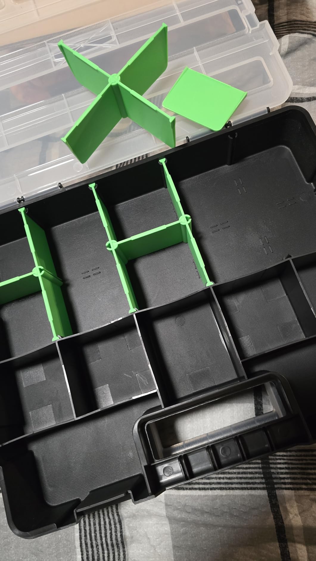 Jack Boss Tool Box with Transparent Lid, Double Side 34-Compartments Organizer Box with Removable Dividers for Hardware, Screws, Bolts, Nails, Beads, Jewelry and Fishing Accessories, Green, 2 Pack customer photo 1
