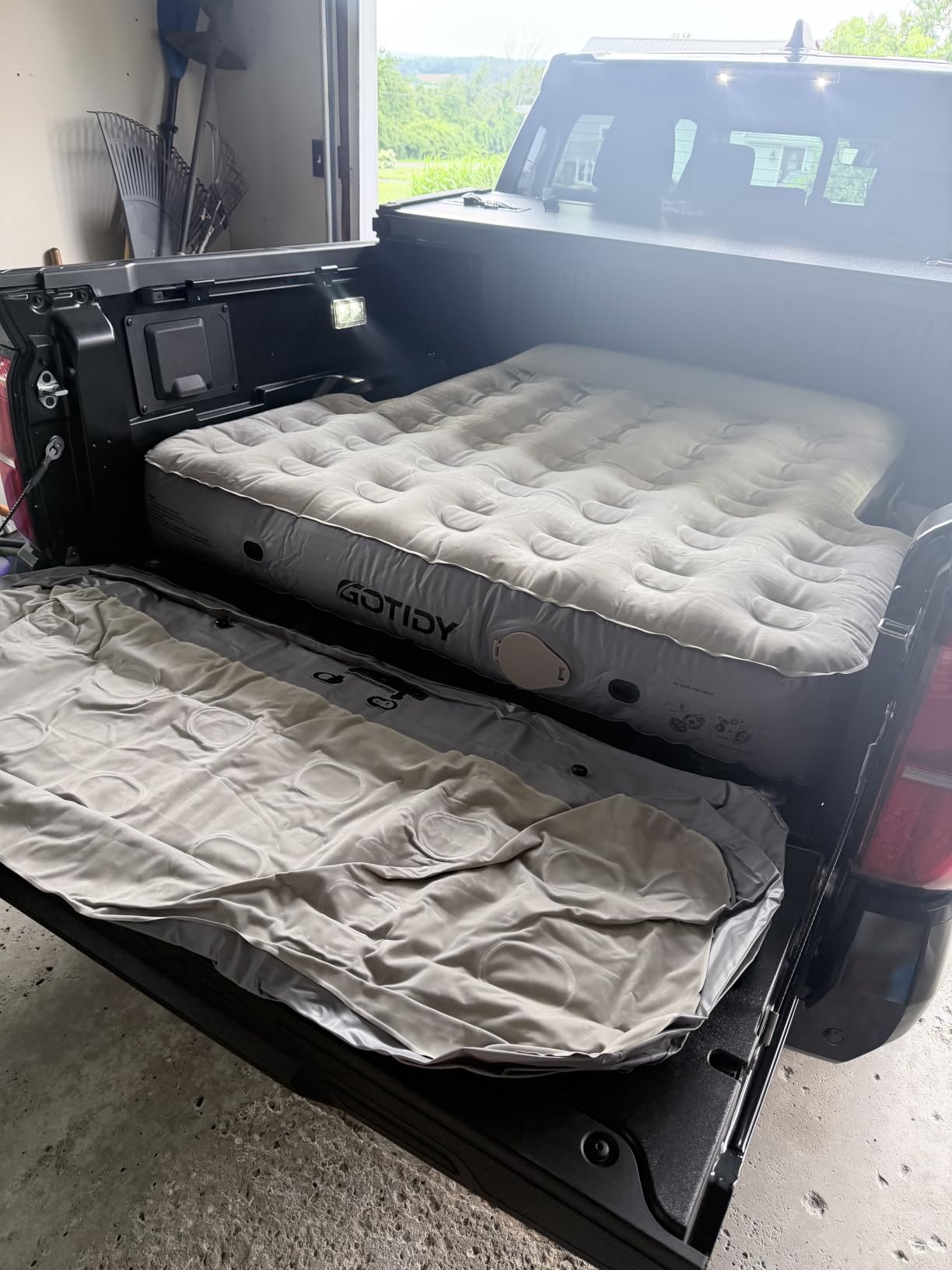 Inflatable Truck Bed Mattress for Tacoma Truck Air Mattress 5ft-5.5ft for Mid-Size Pickup with Detachable Tailgate Extension, Honda Ridgeline Jeep Gladiator JT, Space-Optimized Design, Built in Pump customer photo 2