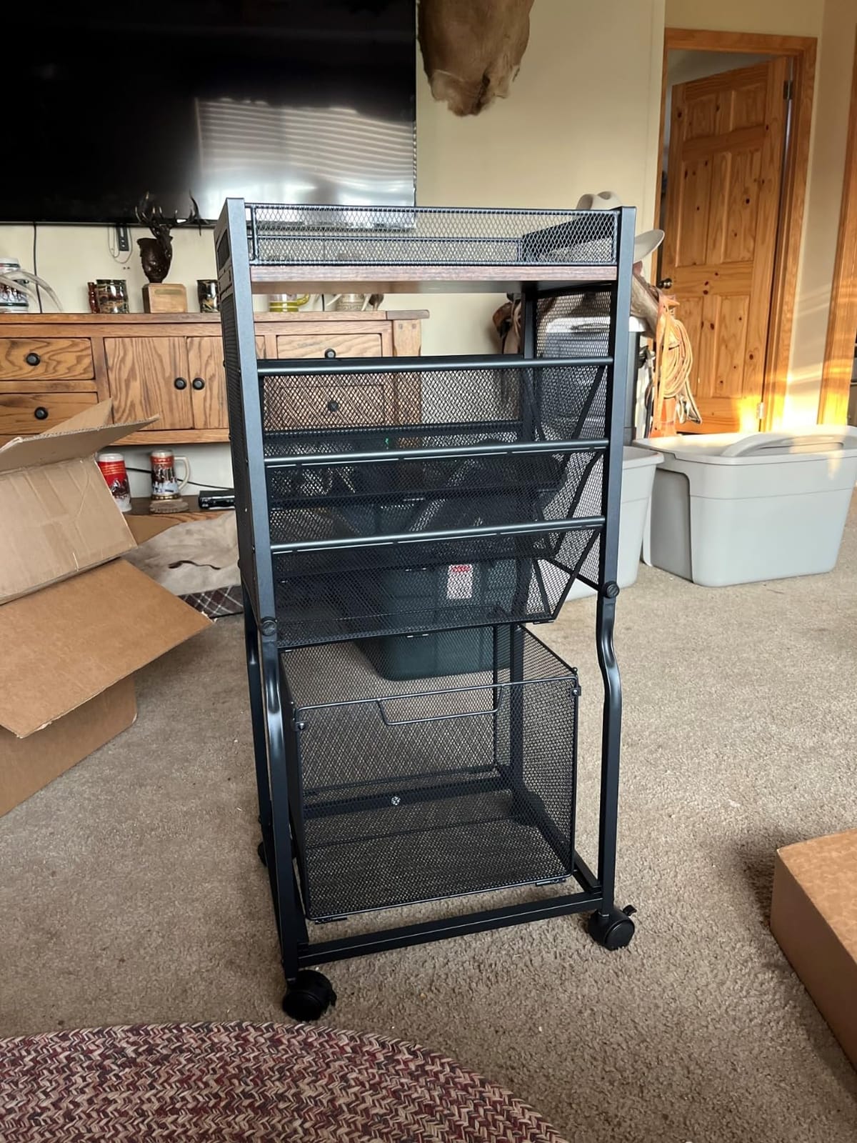 DAOUTIME 8 Tier Rolling File Cart with Hanging File Folder Organizer, Mobile File Organizer with 2 Sides Access Bookcase, Beside/Under Desk Cart with Wheels for Office Home School customer photo 2