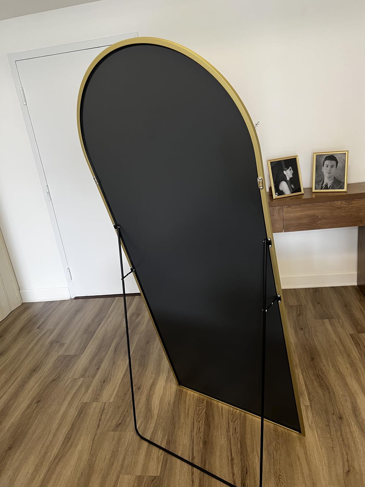 NEARBYSD Arched Full Length Mirror 81 x 41 Full Body Floor Mirror Standing Hanging or Leaning Wall, Arch Wall Mirror with Stand Aluminum Alloy Frame for Bedroom Cloakroom Gold customer photo 2